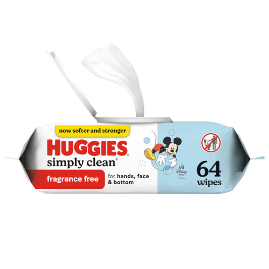 Huggies Simply Clean Unscented Baby Diaper Wipes, 11 Flip-Top Packs (704 Wipes Total), Packaging May Vary