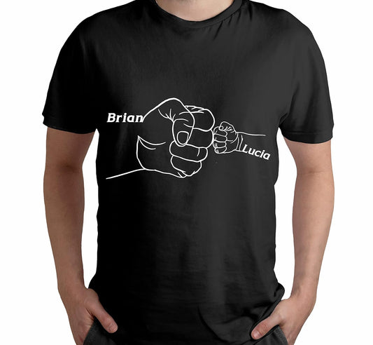 Personalized Fathers Day Gifts, Custom Child Fist Bump Shirt, Custom Dad, Grandpa Shirt, Customizable Daddy Shirt with Kid's Name, Christmas Gifts for Dad from Daughter and Son, Husband Gifts