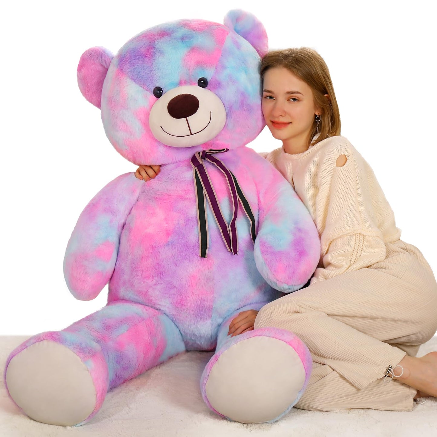 Tezituor 59" Gaint Teddy Bear Stuffed Animal,5ft Life Size Big Teddy Bears,Light Brown Cute Soft Plush Toy,Gifts for Kids Girls Boys Girlfriend Valentine,Christmas,Birthday,Baby Shower,Wedding Party