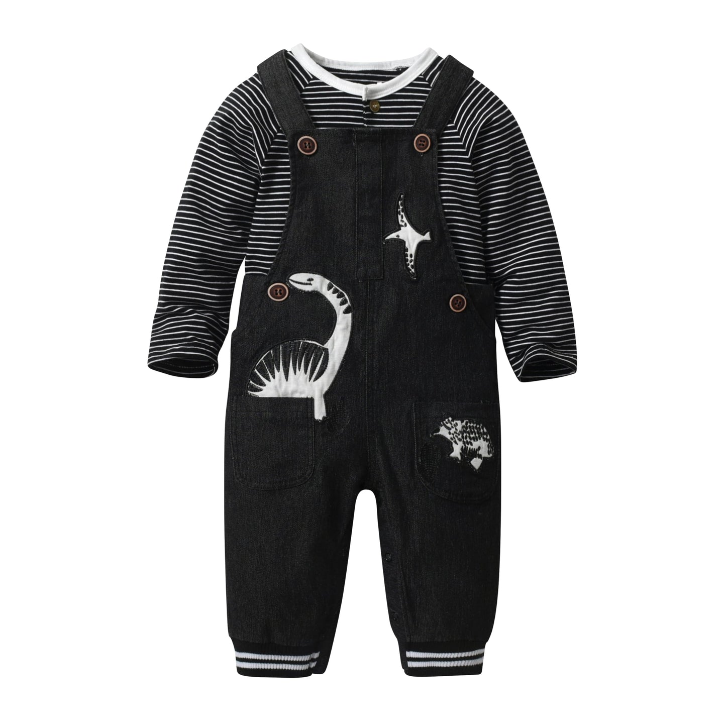 Baby Boy Clothes Set Infant Boy's Long Sleeve Romper+Dinosaur Denim Overalls Toddler Boys Fall Winter Outfits Suit