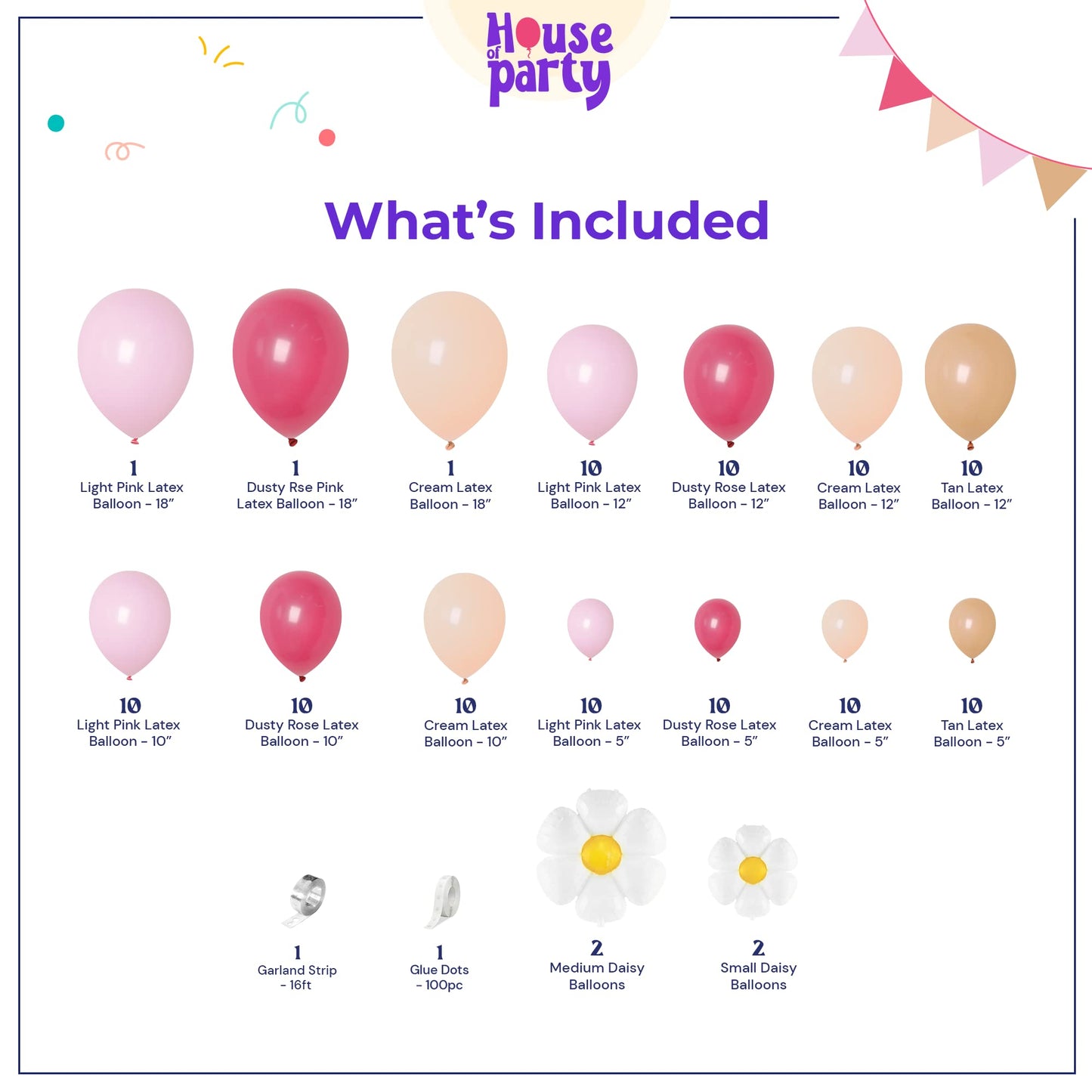 HOUSE OF PARTY 140PCS Pastel Rainbow Balloon Arch Garland Kit - Balloon Arch Kit-Birthday Balloons, Globos para Decoracion de Fiestas | Ideal for valentines day Baby Shower Party Decorations