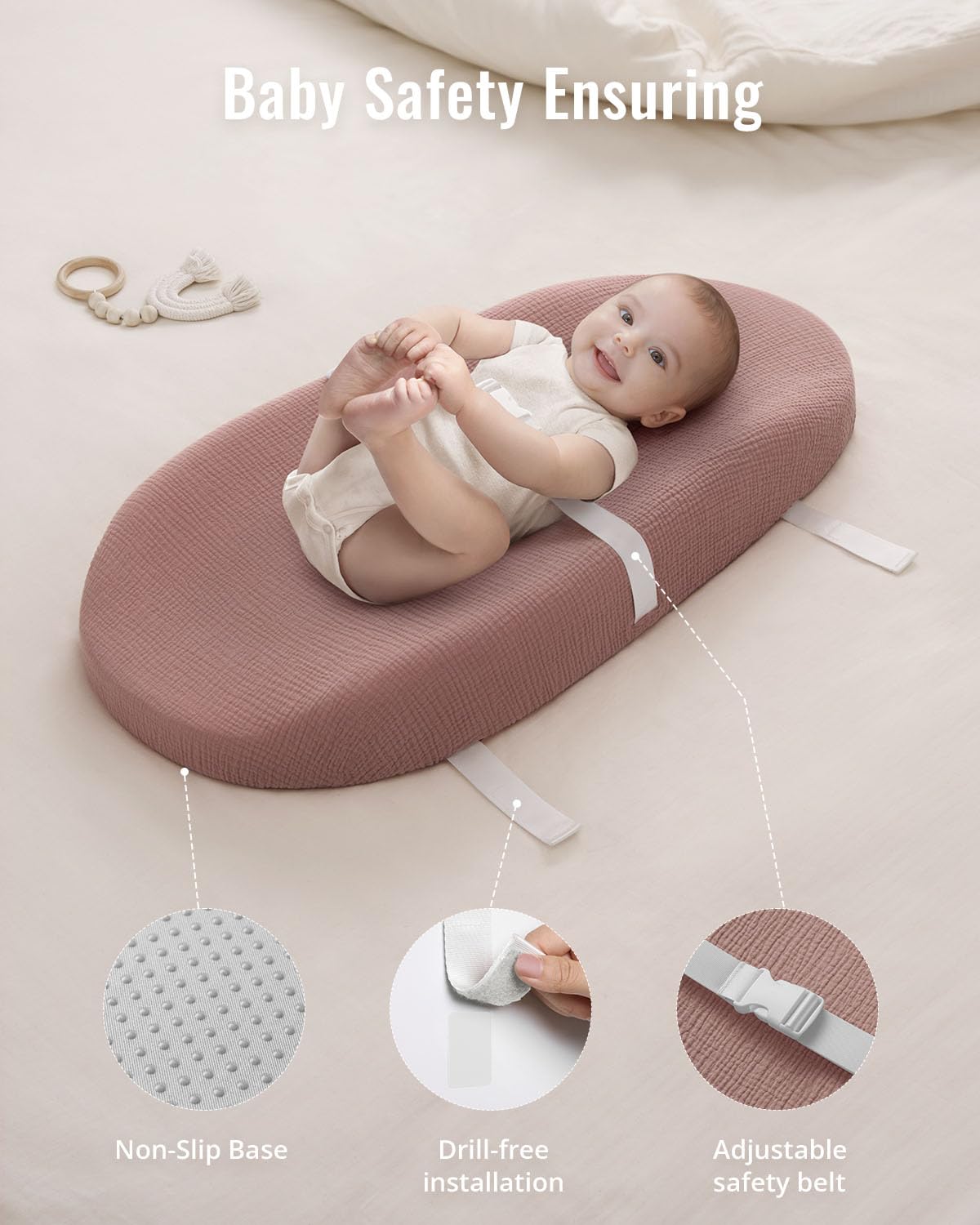 Blissful Diary Muslin Baby Changing Pad with Waterproof Lining Foam, Diaper Changing Table Pad with Cover for Dressers (Monstera, Avocado)