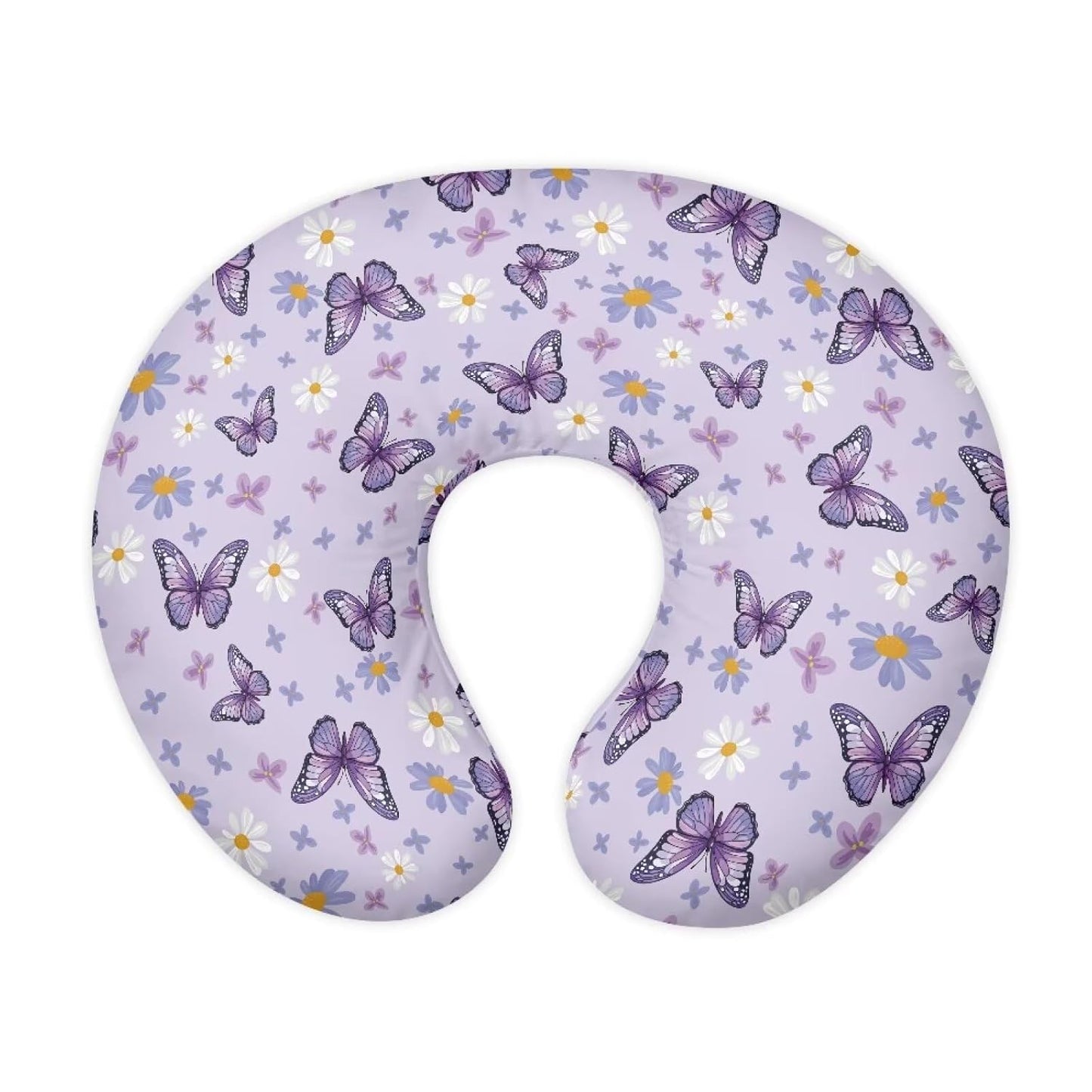 Butterfly Daisy Printed Nursing Pillow Cover for Infant, Soft Breathable Nursery Bottle Breast Feeding Pillow Slipcover for Breastfeeding Moms, Fits 22in*18in Pillow
