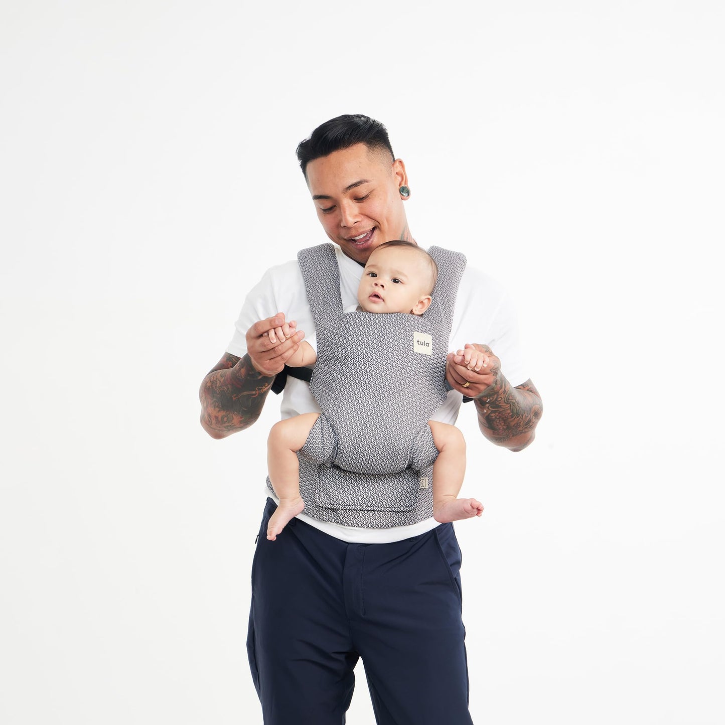 Baby Tula Explore Linen Baby Carrier 7 – 45 lb, Adjustable Newborn to Toddler Carrier, Multiple Ergonomic Positions Front and Back, Breathable and [Natural – Explore + Linen, Ash
