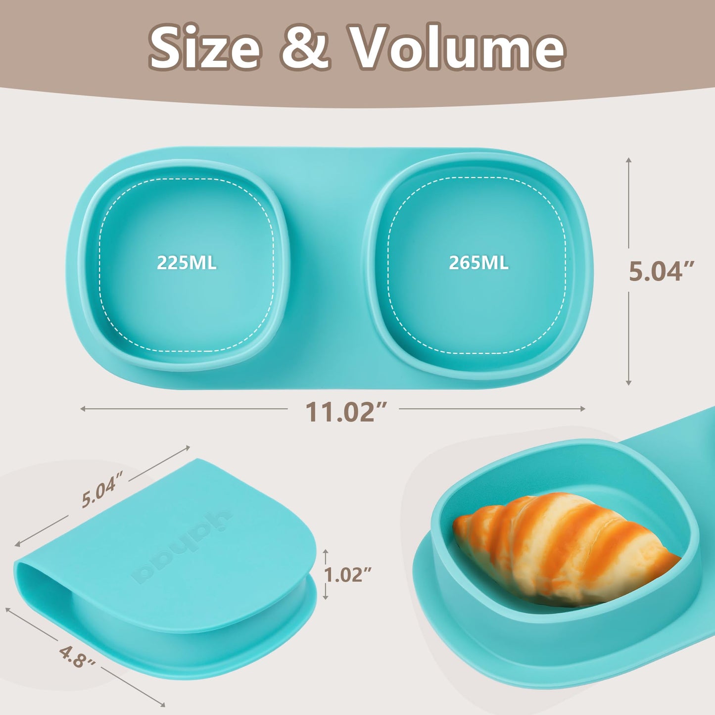 Silicone Foldable Novelty Dinner Plates,Baby Plates Travel Essential with Forks and Spoons,Microwave & Dishwasher SafeWatermelon