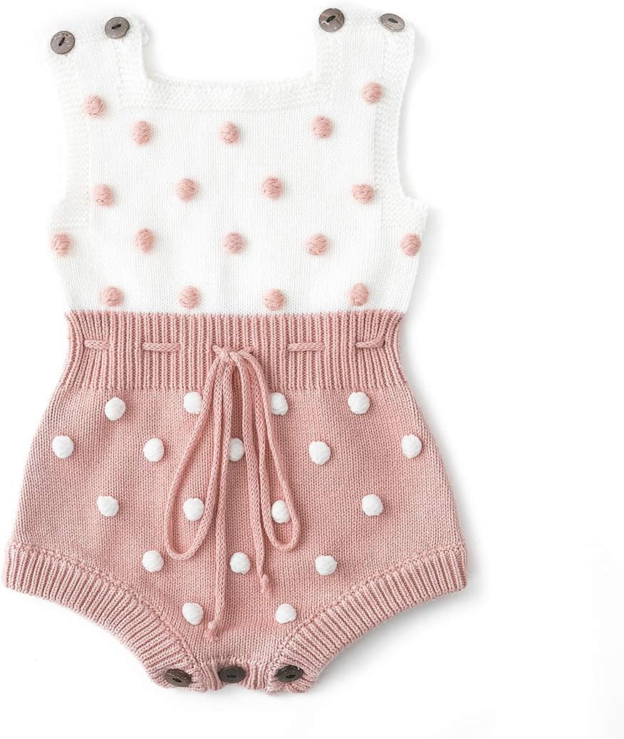 Simplee kids Baby Girl Kint Romper Fall Sleeveless Pompoms Rompers Newborn Little Girl Overall Jumpsuit Outfits