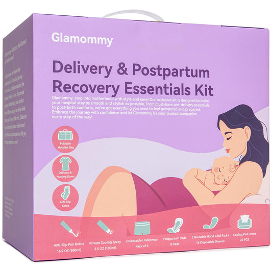Postpartum Recovery Essentials Kit for Women, Labor & Delivery Postpartum Care, Peri Bottle, Cooling Spray, Disposable Postpartum Underwears, Postpartum Pads, Hot&Cold Packs, Soothing Liners