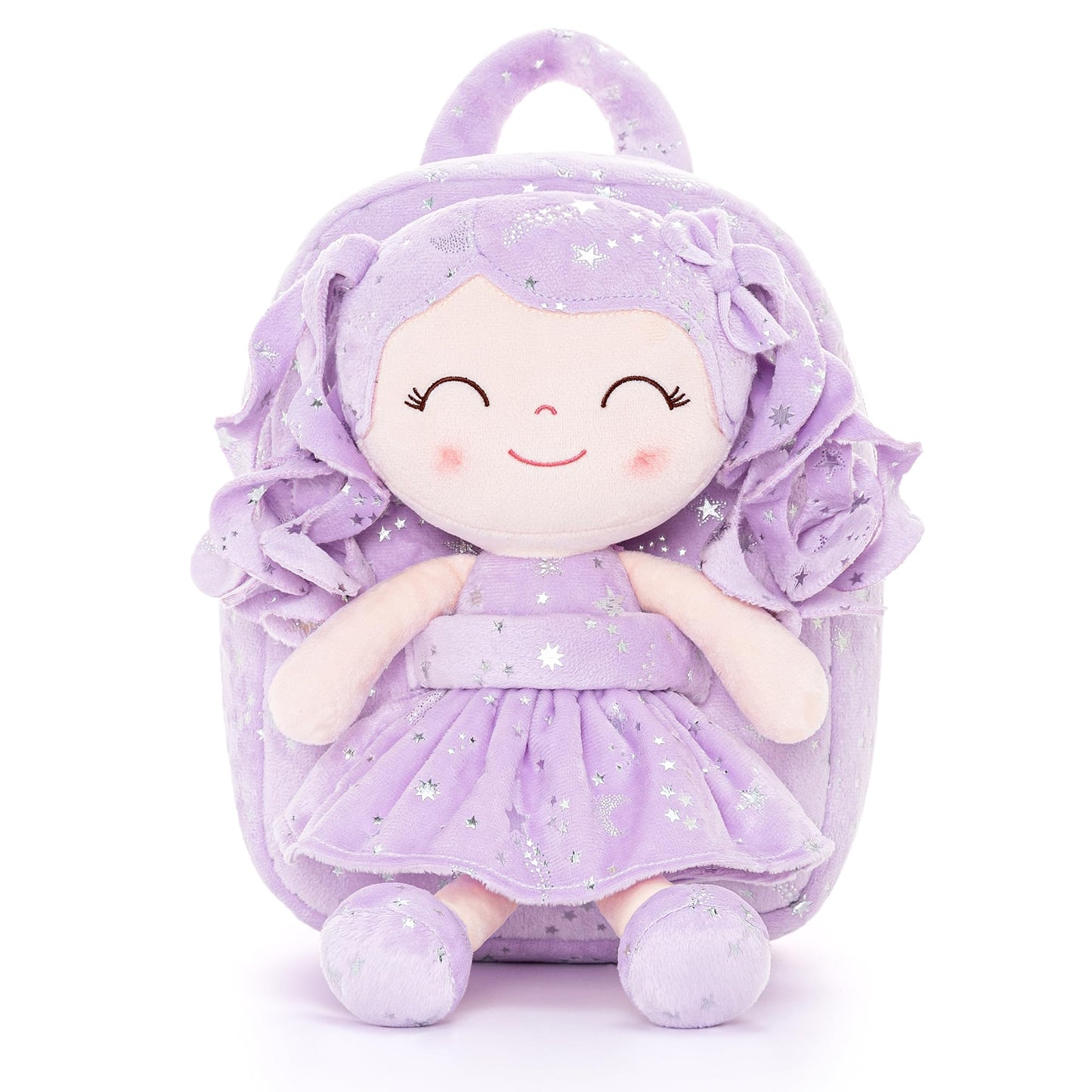 Gloveleya Toddler Backpack Baby Ballerina Girl Gifts Plush Curly Hair Ballet Backpack - Black Blonde 9 inches