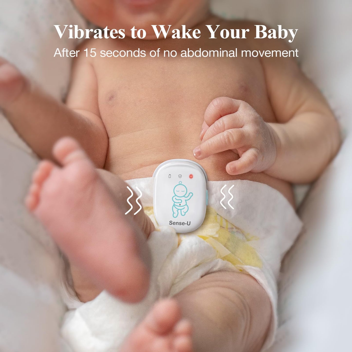 Sense-U Pro Baby Movement Monitor with Arousal Vibration, Movement/Rollover/Overheating Alerts, Audible & App Notifications, Easy Clip-On Design, Smart Sleep Monitor, FSA/HSA Eligible