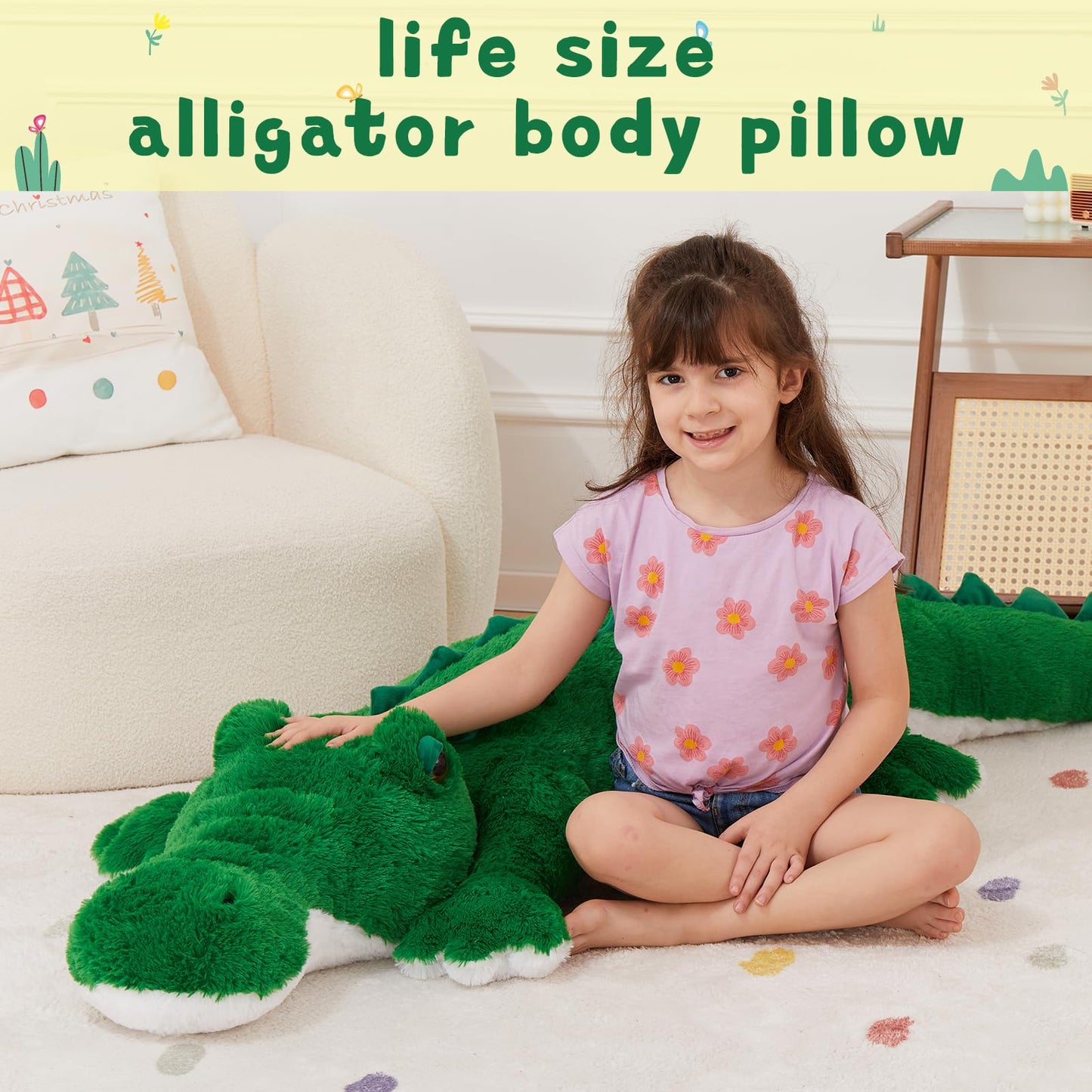 MorisMos Giant Alligator Stuffed Animal, 67inch Soft Large Alligator Plush Toy, Big Stuffed Crocodile Gifts for Kids Boys Girls
