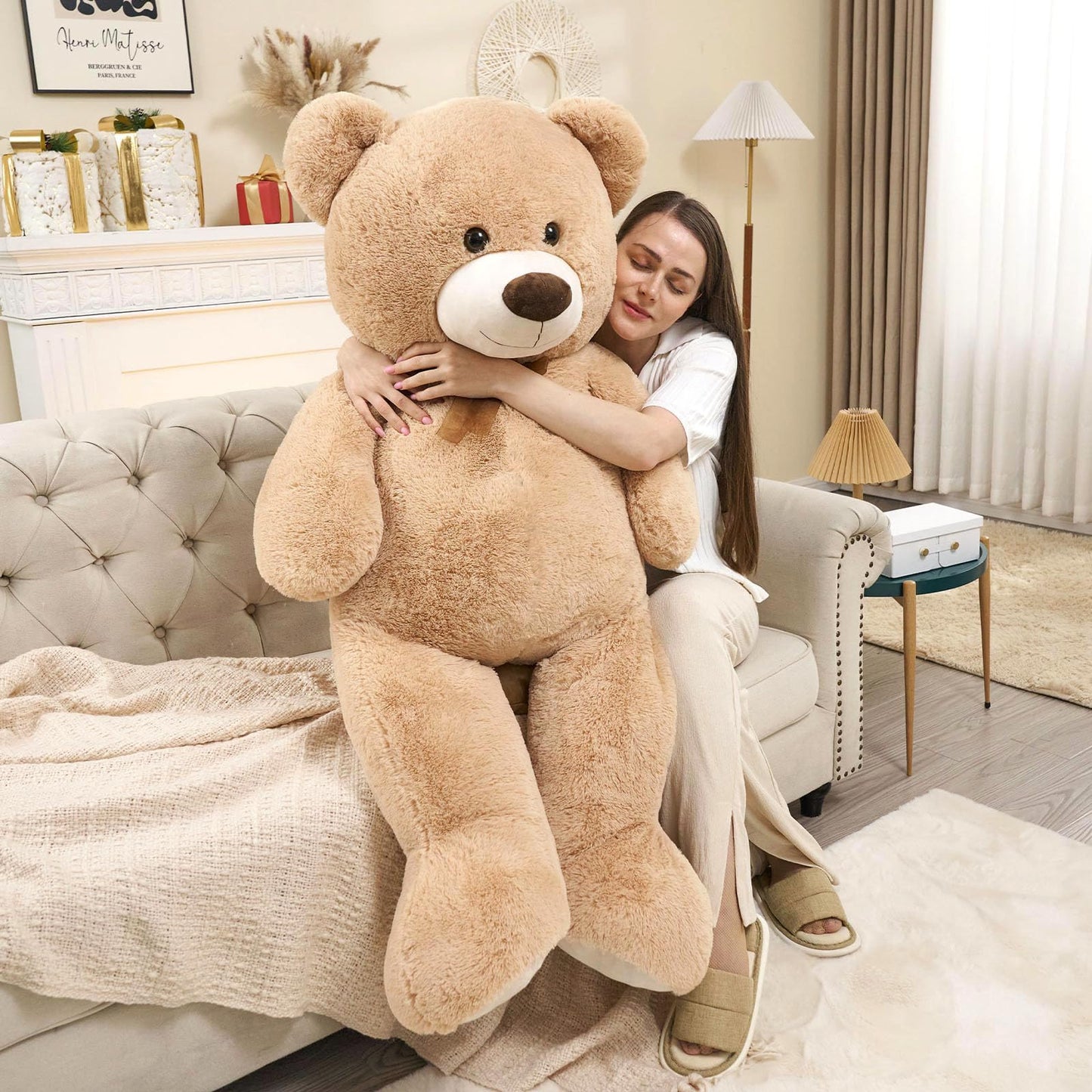 51 inch Big Teddy Bear Cute Giant Stuffed Animals Soft Plush Toy for Girlfriend Kids for Birthday Christmas Valentine's Day