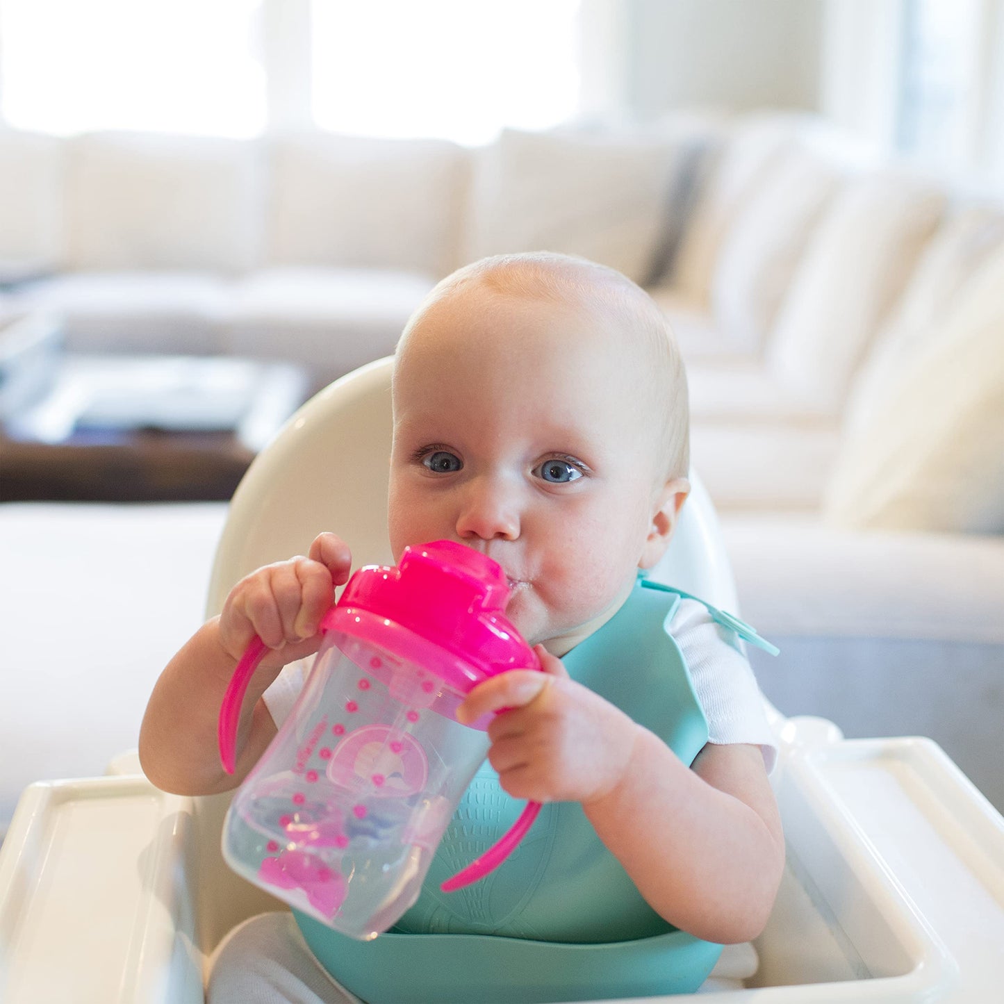 Dr. Brown's Milestones, Baby's First Straw Cup Sippy Cup with Straw, 6m+, 9oz/270ml, Coral, BPA Free
