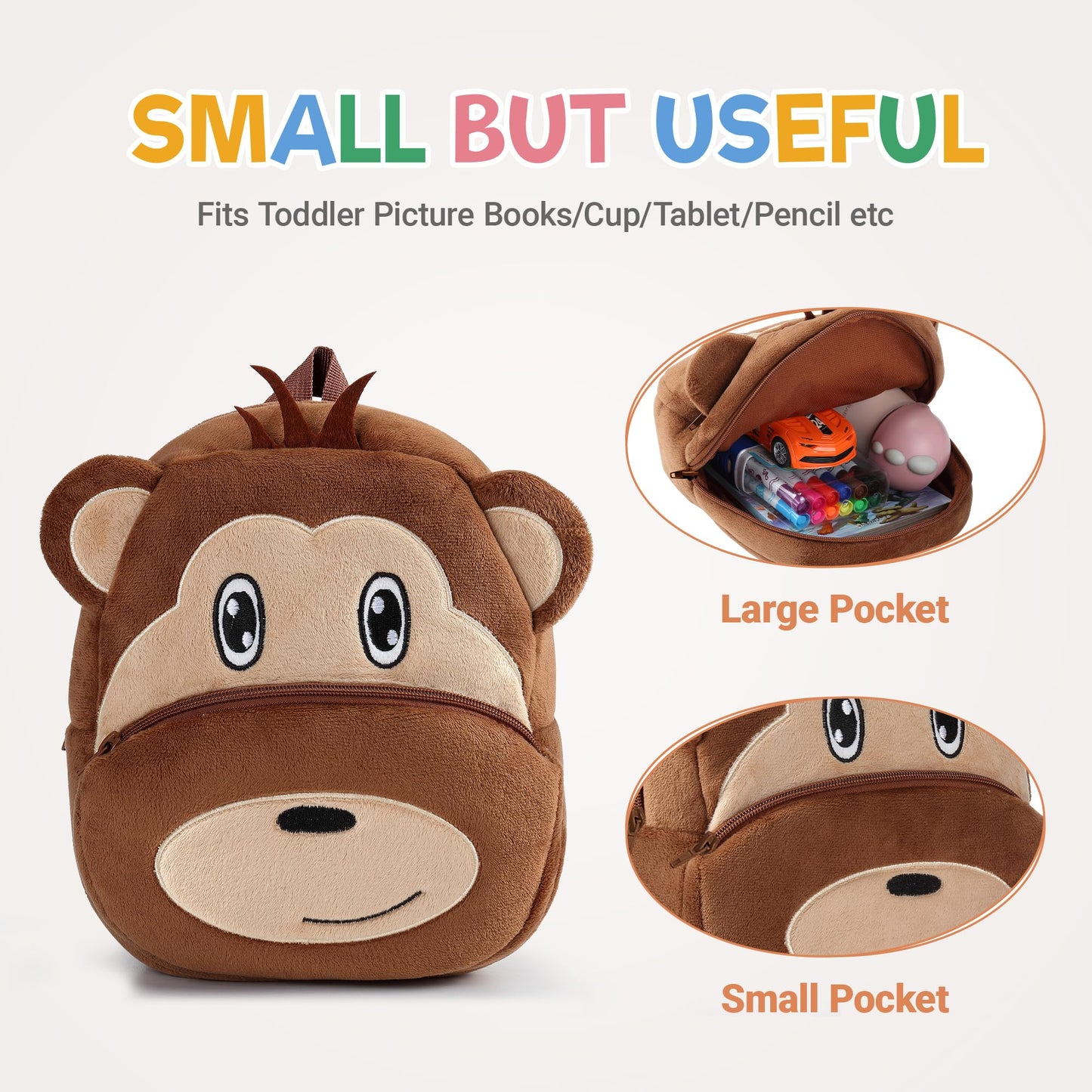MICHLEY Toddler Backpack Plush Animal SchoolBag Cartoon Girls Travel Bag Mini Baby Daypack for Kids Kindergarten Pre School Bags, Cow