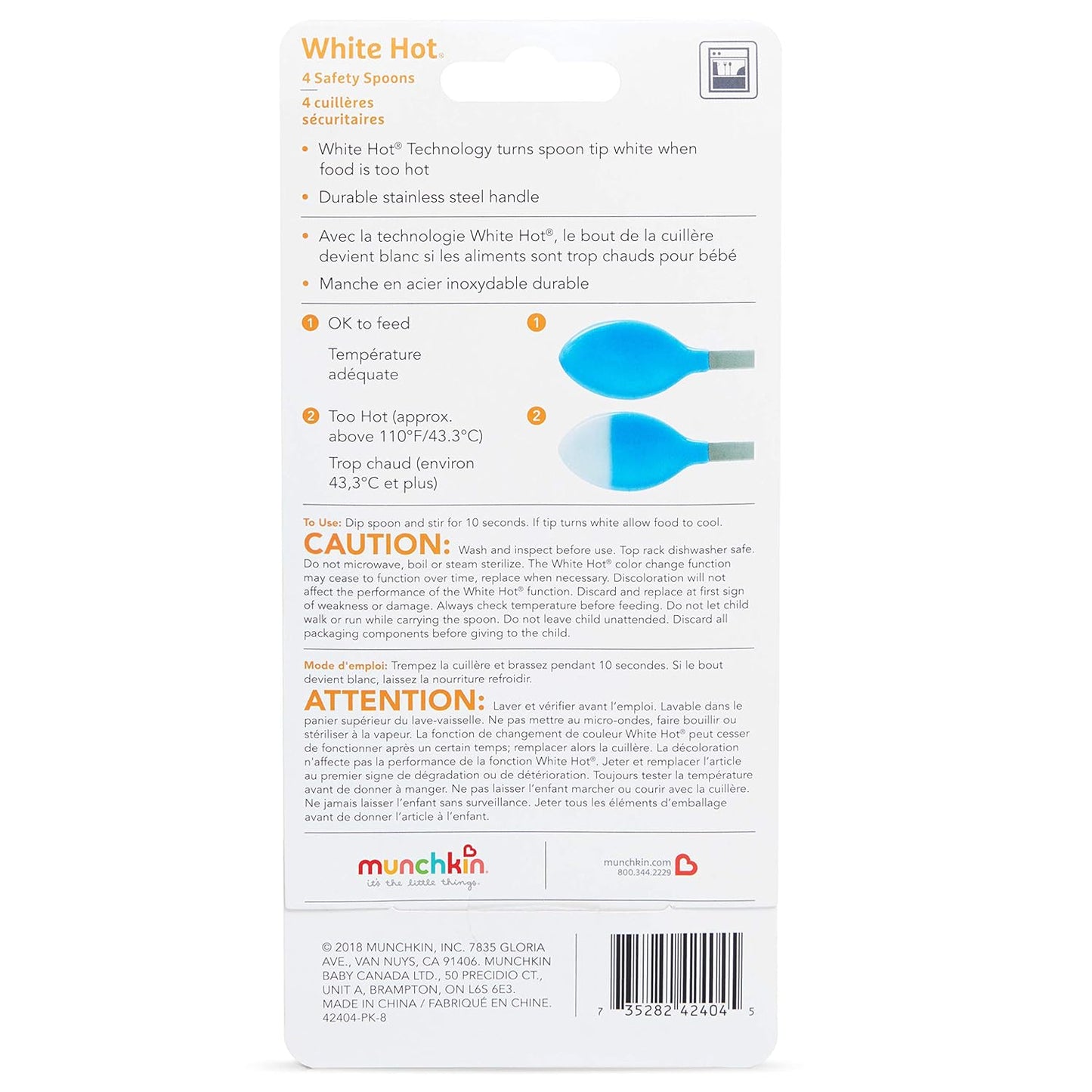 Munchkin® White Hot® Safety Baby Spoons, 4 Pack