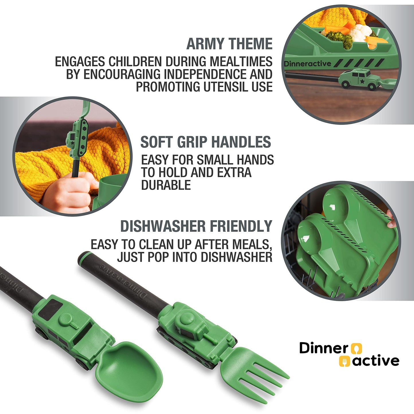 Dinneractive Utensil Set for Kids – Red Race Car Themed Fork and Spoon for Toddlers and Young Children – 2-Piece Set