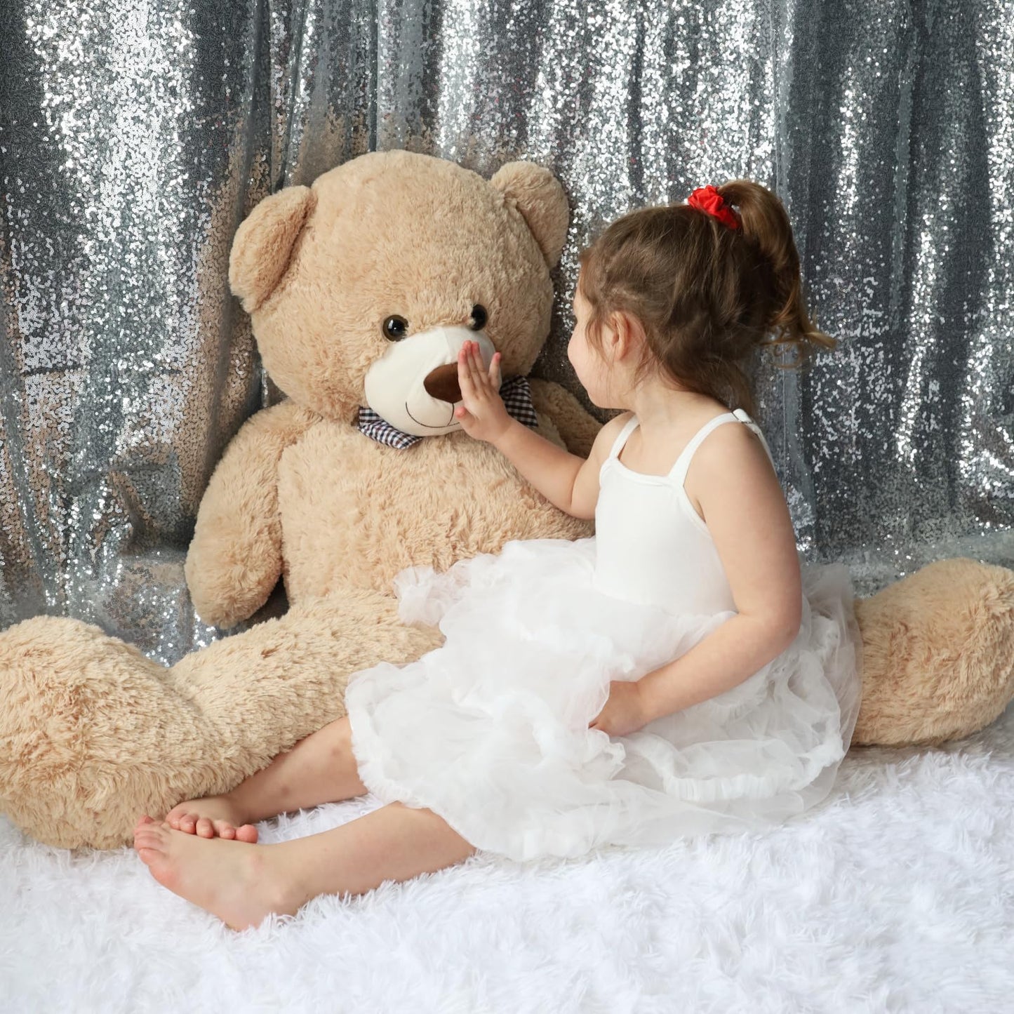51 inch Big Teddy Bear Cute Giant Stuffed Animals Soft Plush Toy for Girlfriend Kids for Birthday Christmas Valentine's Day