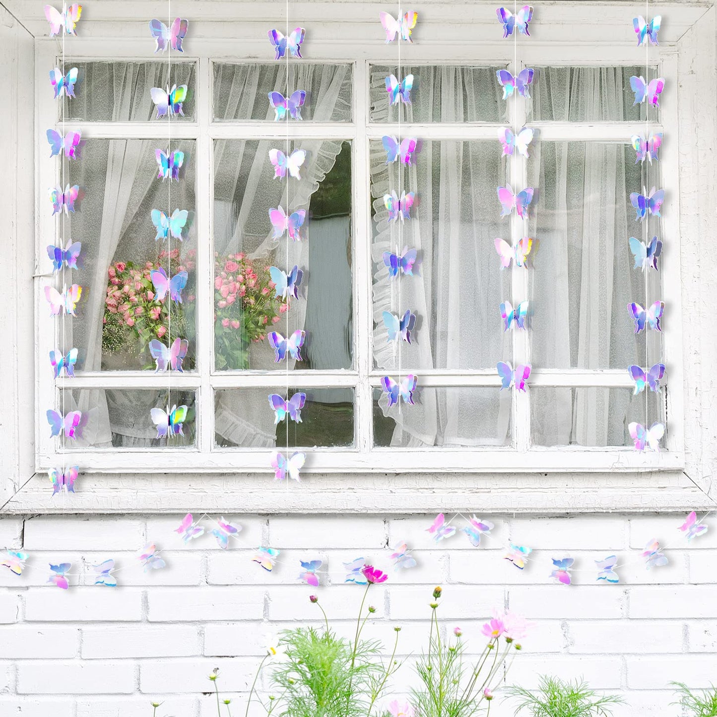Zonon 4 Pieces 3D Butterfly Hanging Garlands Decoration Butterfly Paper Party Streamers Backdrop for Graduation Wedding Birthday Fairly Baby Shower Party Decorations
