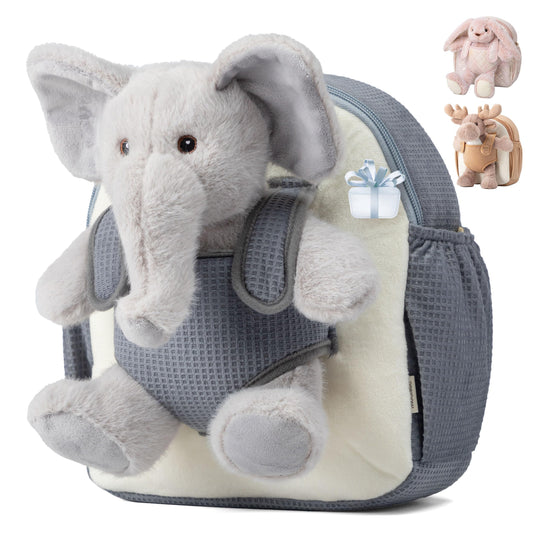 Moonkie Hug & Go™ Reindeer Toddler Backpack – Soft Plush Bag with Take-Along Toy for Kids Aged 2–4 | Ideal for Daycare | Travel & Birthday Gifts