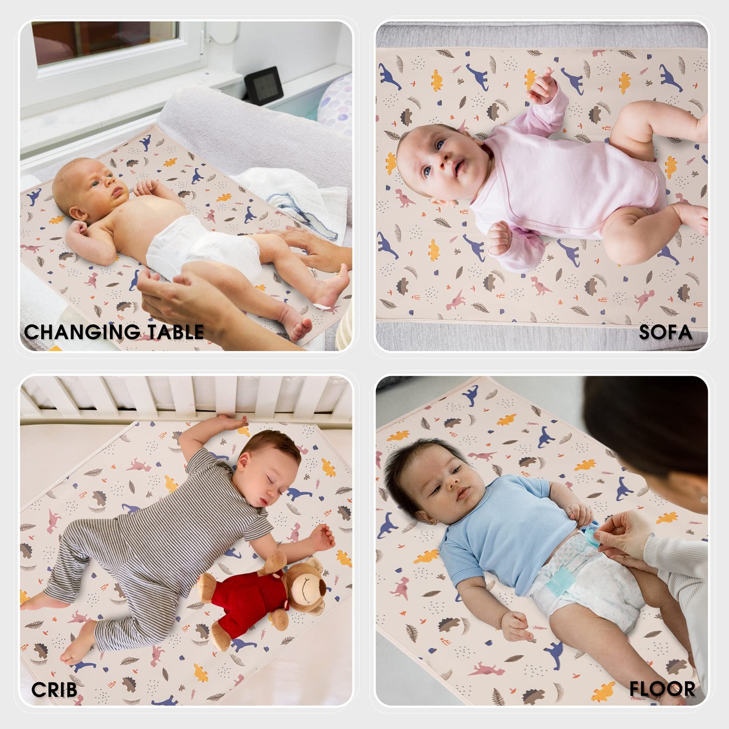 Vegan Leather Baby Changing Mat - Wipeable Portable Changing Pad, Foldable Travel Changing Mat for Baby, Newborns Toddlers Shower Gifts (Flower,20"*28")