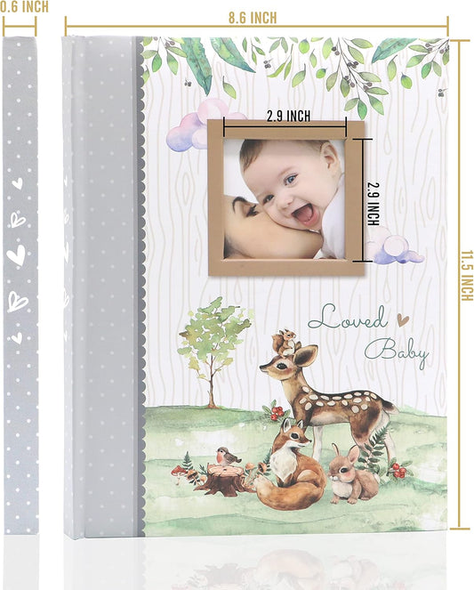 Holoary First 5 Years Baby Memory Book - 76 Colourful Illustrated Keepsake Journal Pages Record Book Album for Newborn Baby Boy or Girl, Woodland Animals Design