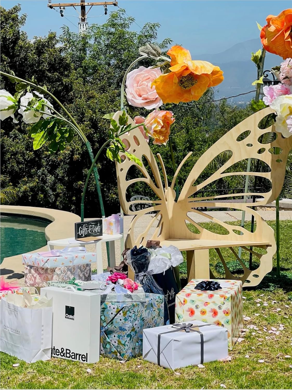 Wooden Butterfly Bench - Butterfly Chair for Bridal Shower, Baby Shower