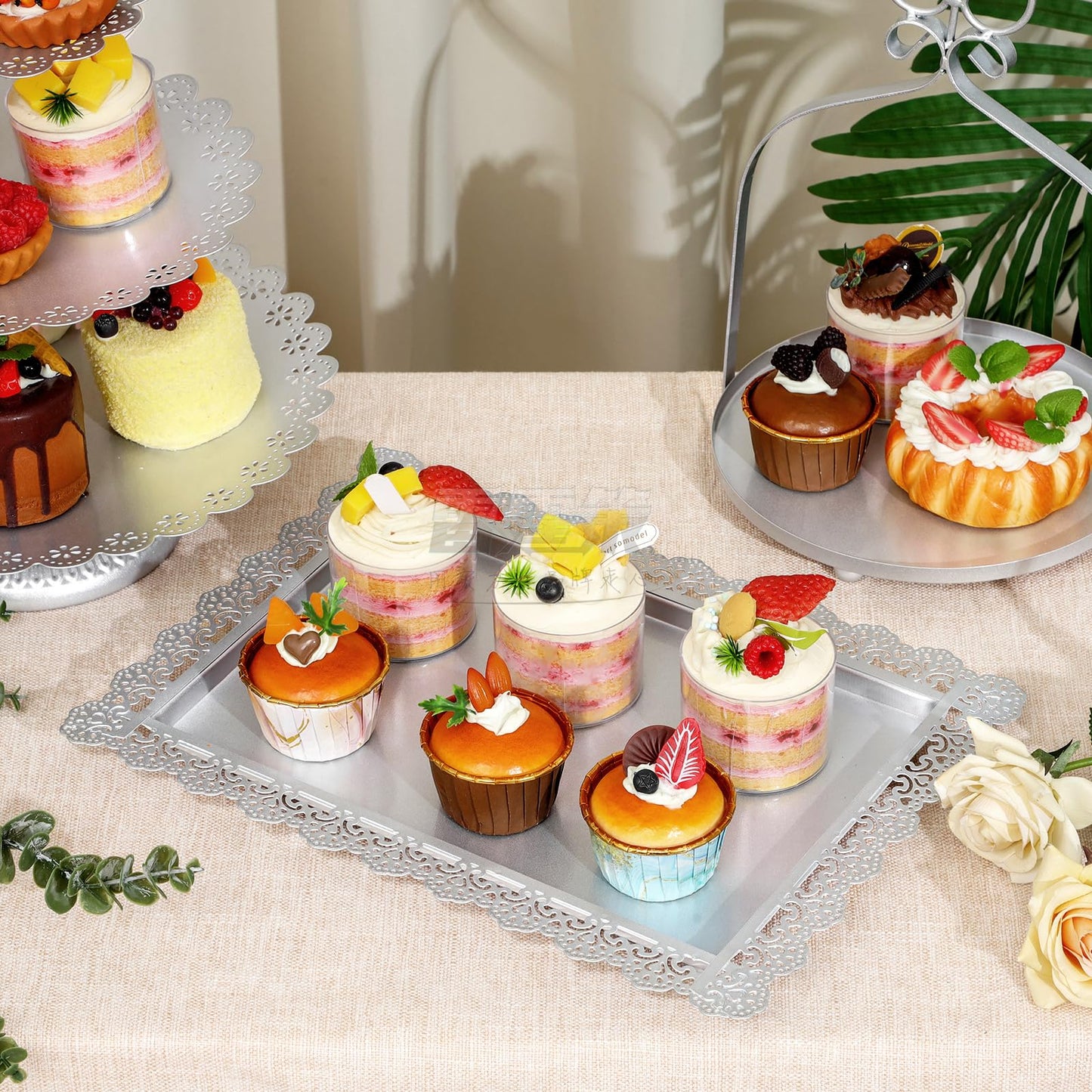 ZUMELER Gold 5Pcs Cake Stands Set Metal Round Cupcake Holder Cookies Dessert Display Plate Serving Tower Tray Platter with Handl for Baby Shower Wedding Birthday Party Celebration