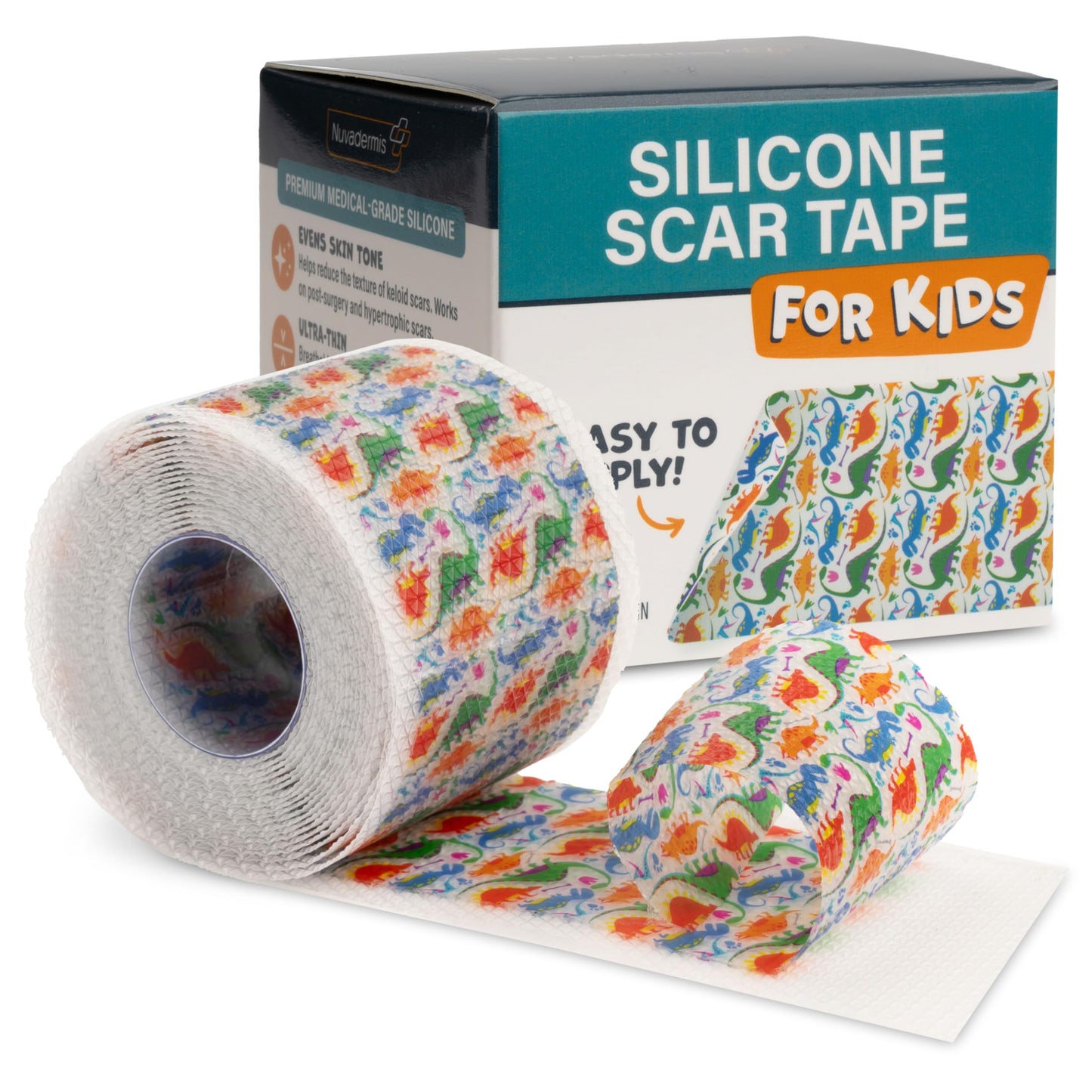 NUVADERMIS Silicone Scar Sheets - Extra Long Scar Sheets for C-Section, Tummy Tuck, Keloid, and Surgical Scars - Reusable Medical Grade Silicone Scar Sheets - Pack of 4 - Light Tone