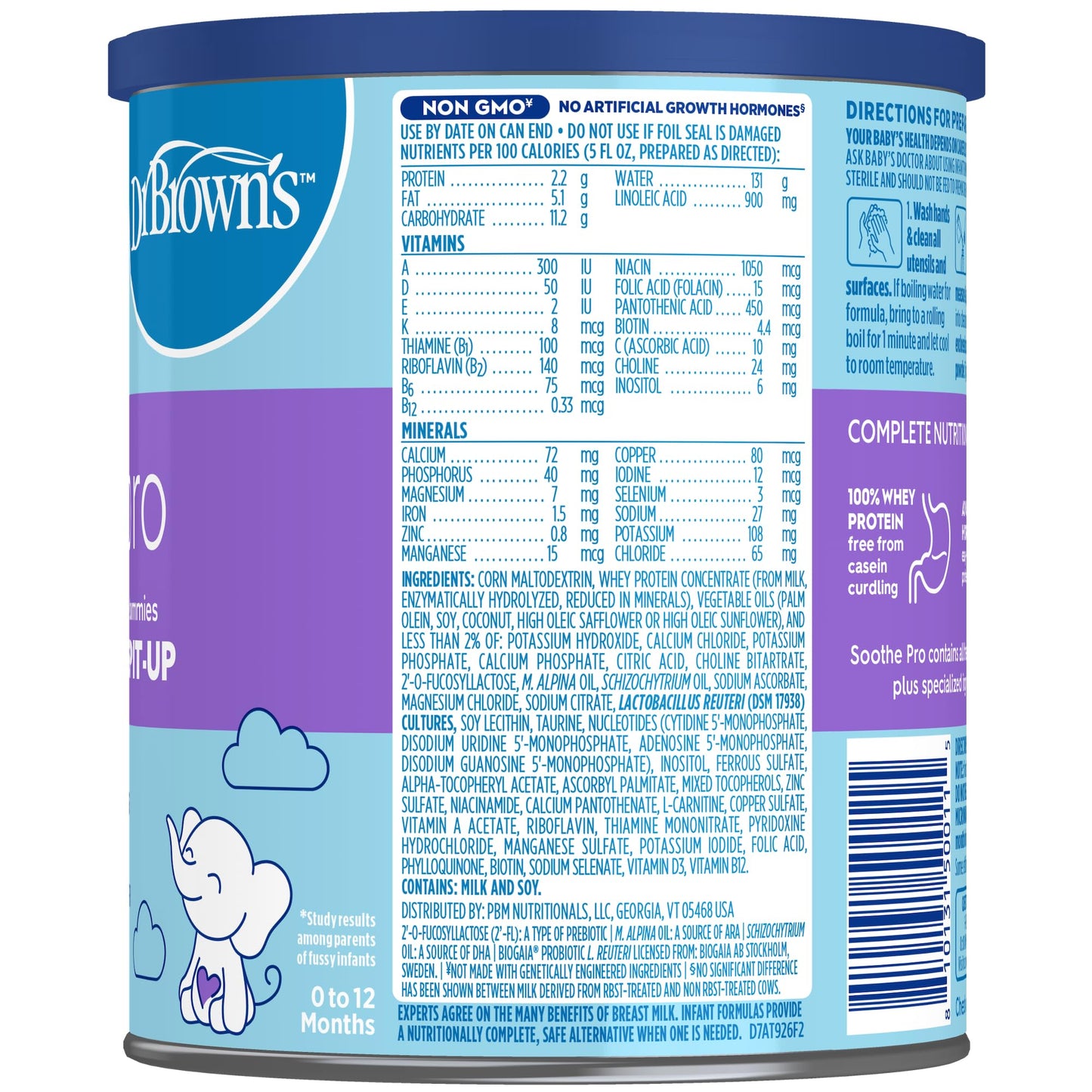 Good Start | Dr. Brown's Soothe Pro, Baby Formula Powder, for Sensitive Tummies, Gas, Fussiness and Spit-Up, Infant Formula with Probiotics, DHA, Non-GMO, 12 Ounces