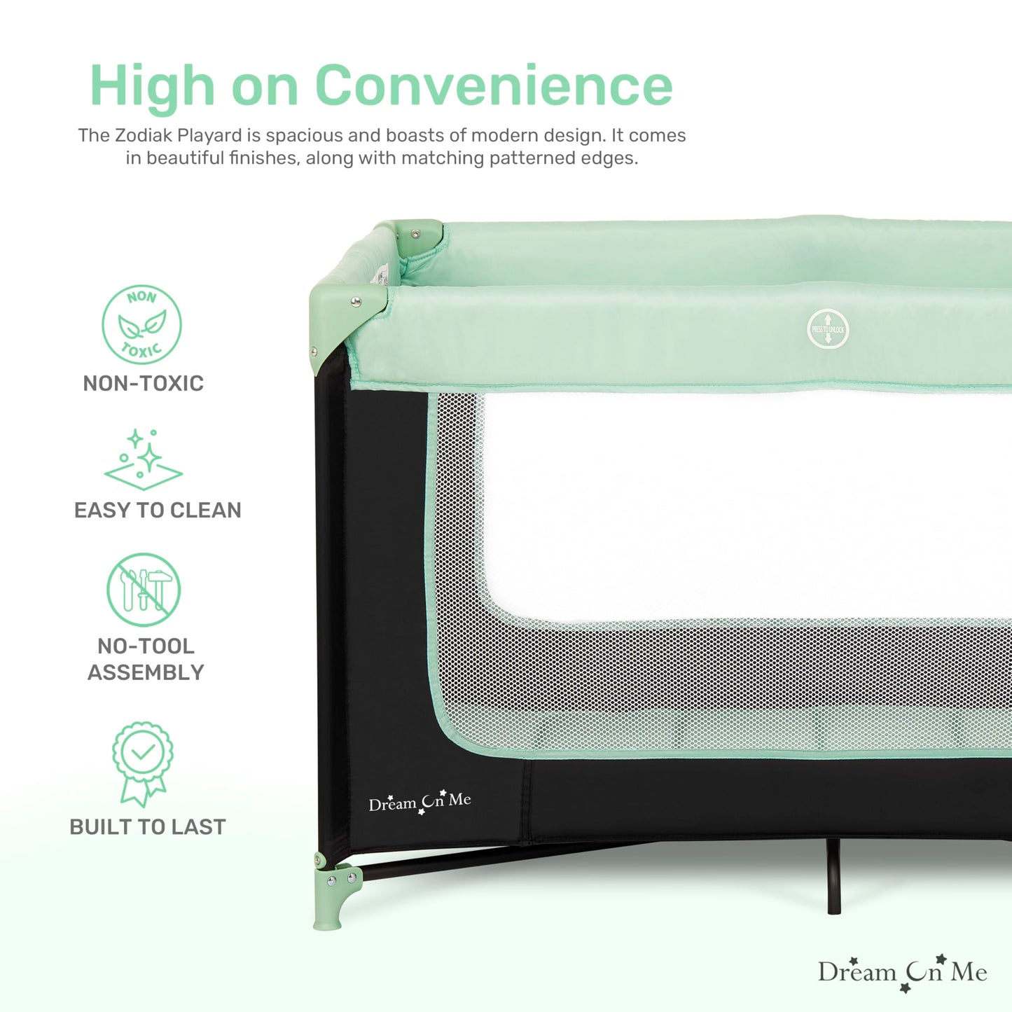 Dream On Me Zodiak Portable Playard in Navy, Lightweight, Packable and Easy Setup Baby Playard, Breathable Mesh Sides and Soft Fabric - Comes with a Removable Padded Mat