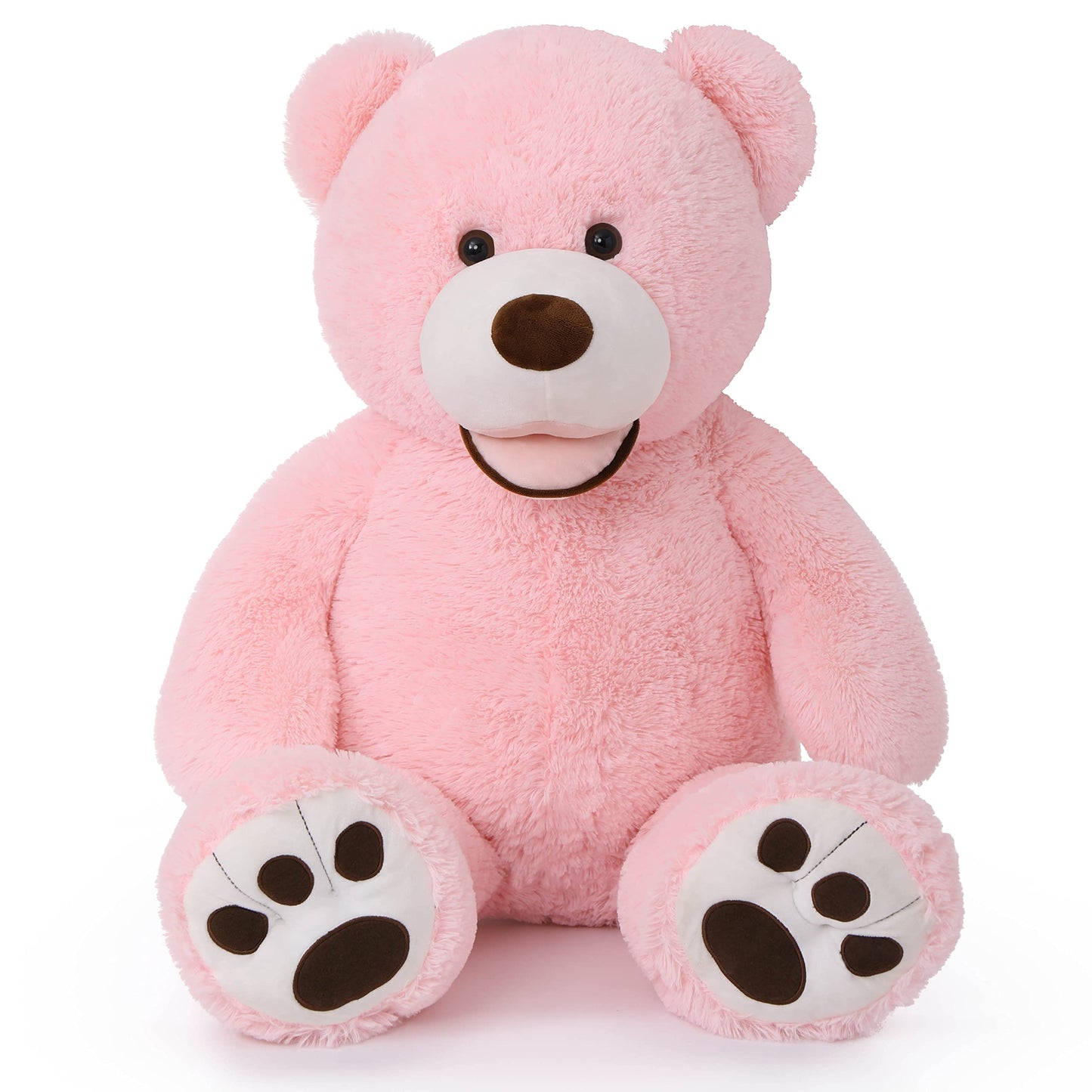 MorisMos Smile Giant Teddy Bear, 51inch Large Stuffed Bears with Big Footprints, Big Stuffed Animals Cuddly Plush Gifts for Girlfriends, Boyfriend, Dark Brown