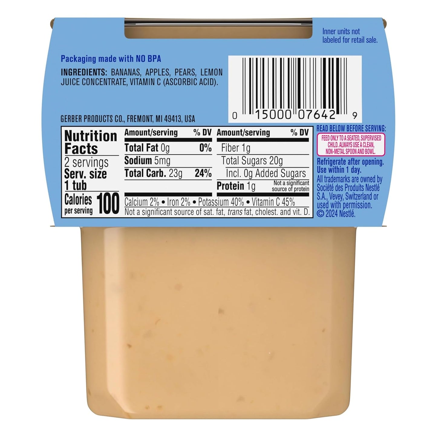 Gerber Baby Food, Banana Apple Pear, 4 Oz, 2 Ct