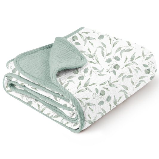 Konssy Muslin Baby Blankets for Girls Boys, 100% Cotton Crib Blanket for Infant Toddler, Super Soft and Lightweight Nursery Swaddling Wrap 40"x36" (Floral)