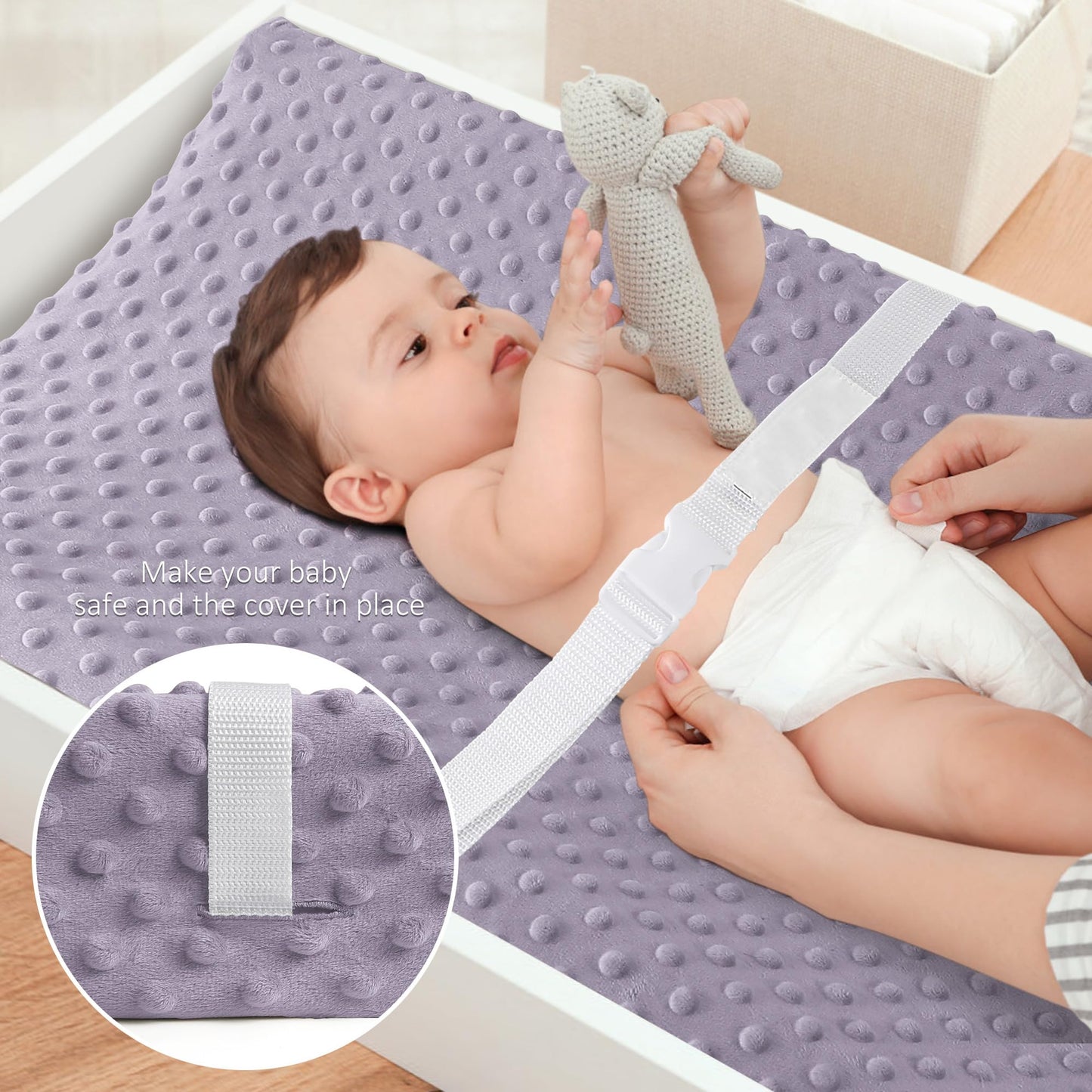 Susurration 2Pack Changing Pad Covers Super Soft Minky Dots Plush Changing Table Covers 33x17x7in Breathable Changing Pad Sheets for Unisex Baby Girls and Boys (Beige&Brown)
