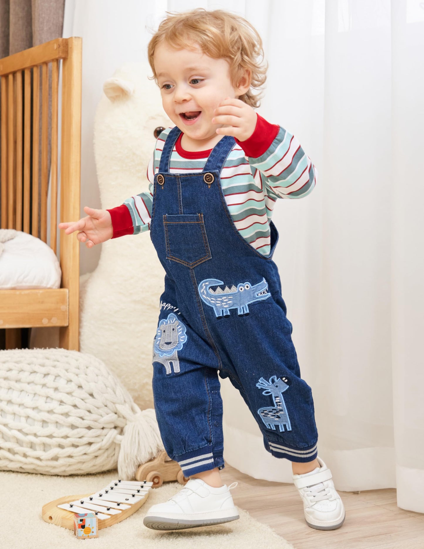 Baby Boy Clothes Set Infant Boy's Long Sleeve Romper+Dinosaur Denim Overalls Toddler Boys Fall Winter Outfits Suit