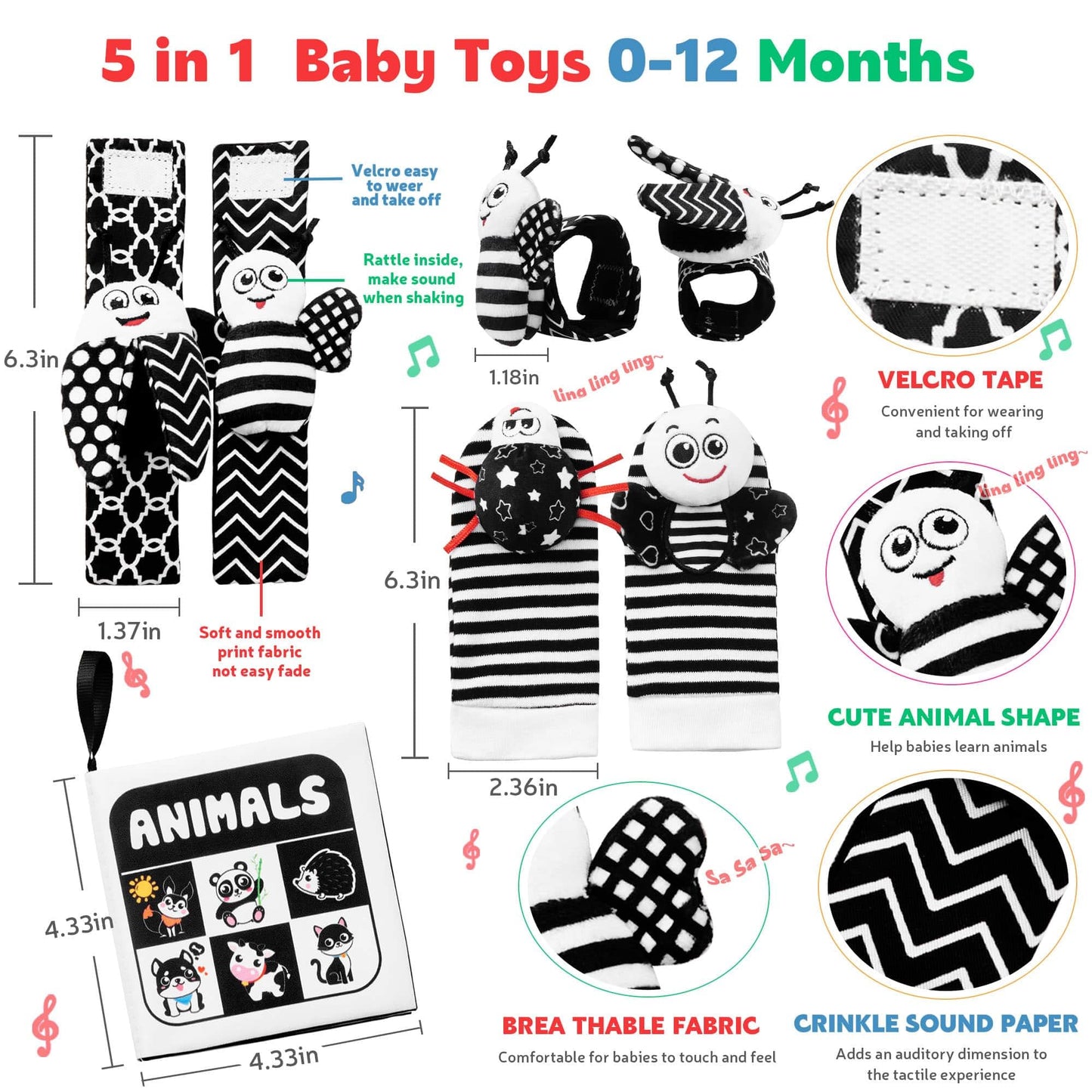 Baby Rattles 0-6 Months: Baby Toys Baby Essentials Rattles for Babies 6-12 Months Infant Toys 0-3 Months Newborn Toys Wrist Rattle Socks - Newborn Essentials Must Haves Gifts for Girl Boy