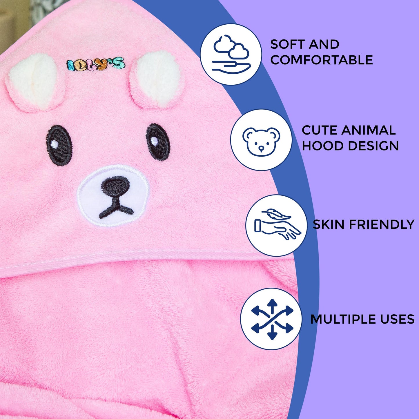 Ioly's Hooded Baby Bath Towels for Newborn Essentials 41" (Large) Set 3 Towel with Hood for Kids Babies Toddler Infant Baby Towels with Hood Cosas para Bebes recien nacidos (White/Pink/Orange)