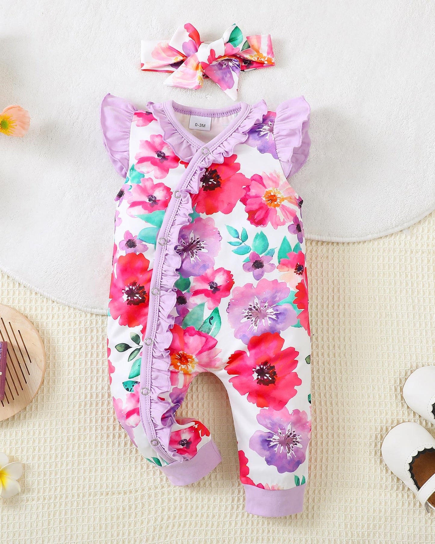 Mioglrie Newborn Baby Girl Clothes One Piece Jumpsuits Clothes Short Sleeve Rompers Summer Clothes for Baby