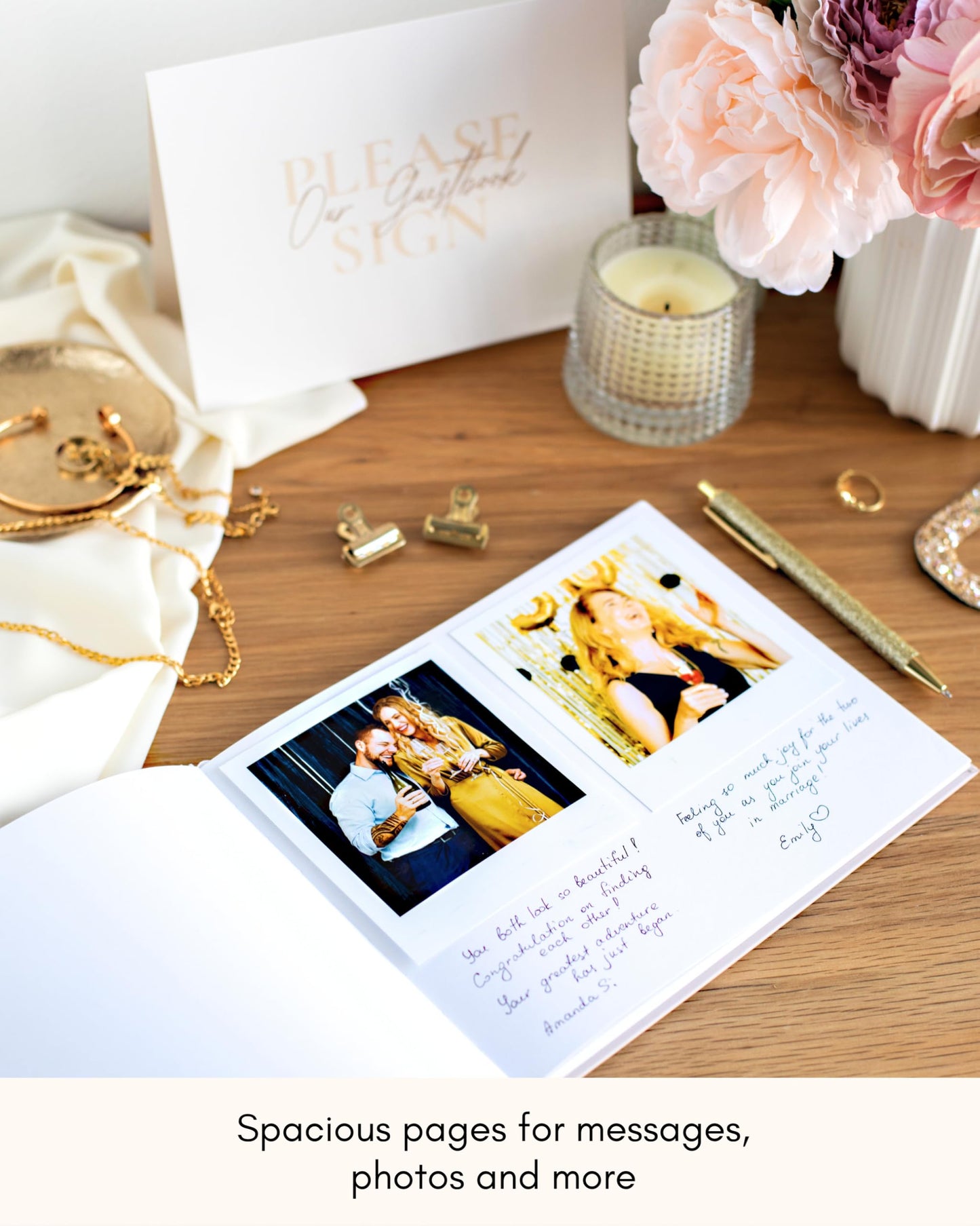 Lamare Elegant Blank Page Wedding Guest Book – The Perfect Polaroid Guest Book for Wedding Receptions, Birthdays, Baby Showers, and Special Events – A Stylish Sign-in Book for Guests