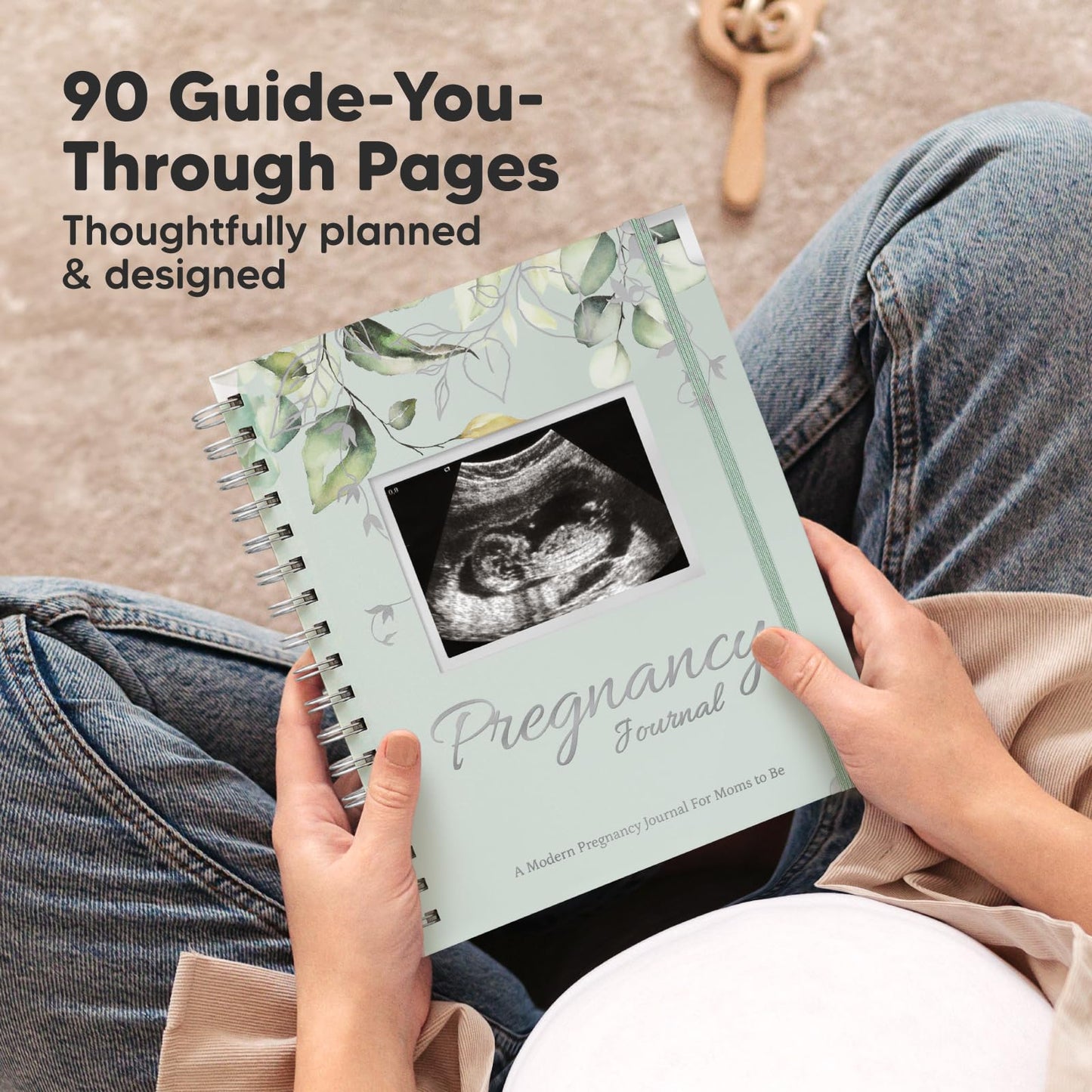 Pregnancy Journal for First Time Moms Gifts - 90 Pages Hardcover Pregnancy Memory Book, Beautiful & Cute Baby Book Keepsake, Ultrasound Baby Scrapbook, First Mother's Day Gifts (Alpine)