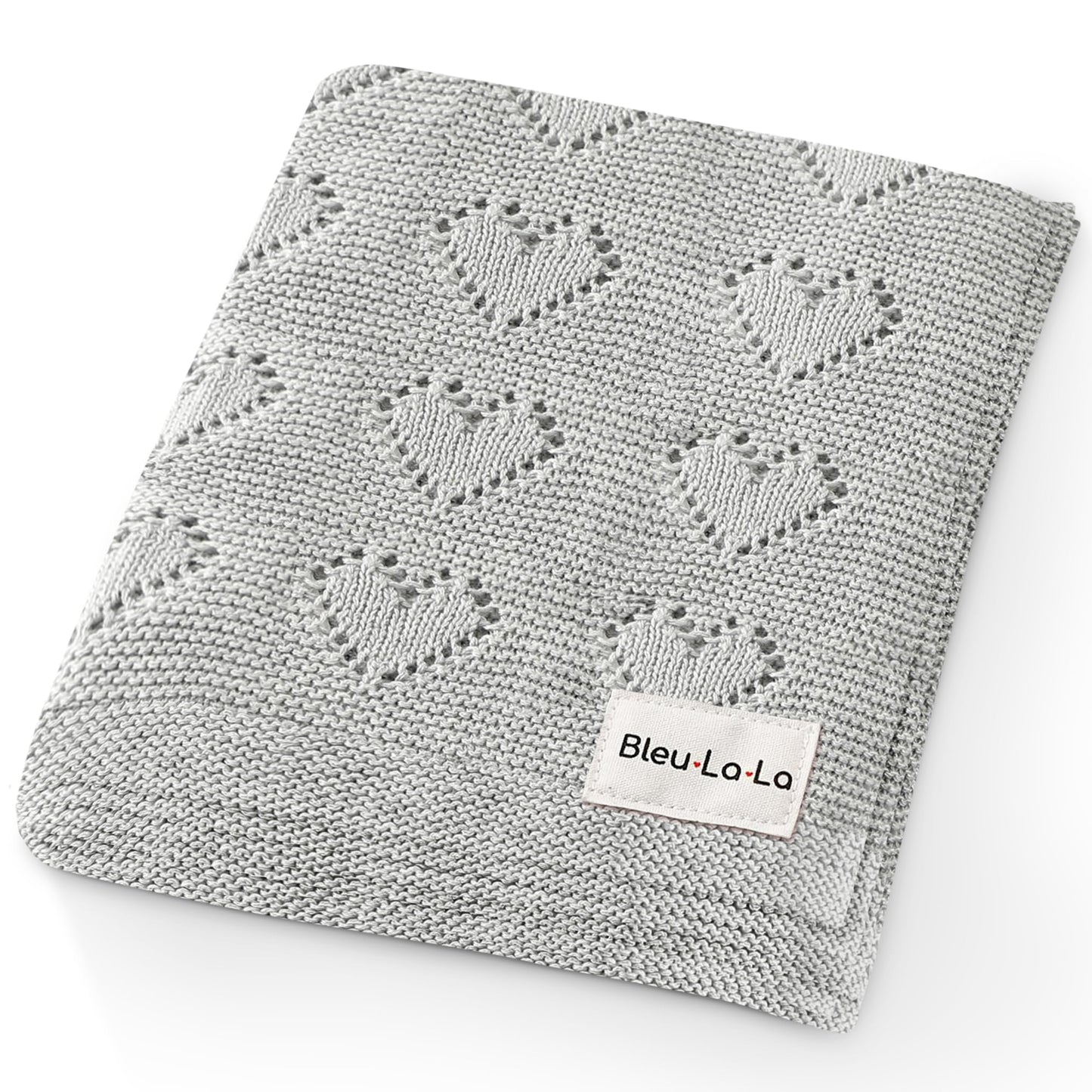 Swaddling Blanket for Girls - 100% Luxury Cotton Knit Heart Baby Blanket - Soft Warm Cozy Swaddle Receiving Stroller Crib Receiving Blanket for Newborns Infants & Toddlers (Pink, 0-2 Years)