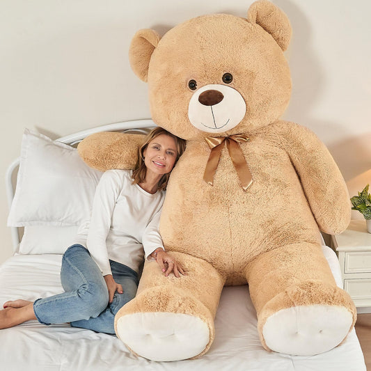 Tezituor 59" Gaint Teddy Bear Stuffed Animal,5ft Life Size Big Teddy Bears,Light Brown Cute Soft Plush Toy,Gifts for Kids Girls Boys Girlfriend Valentine,Christmas,Birthday,Baby Shower,Wedding Party
