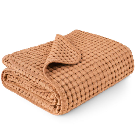 Konssy Waffle Baby Blanket - Soft & Cozy Nursery Swaddle Blanket, Lightweight Toddler Throw for Boys & Girls, Ideal for Wrapping (Oat)