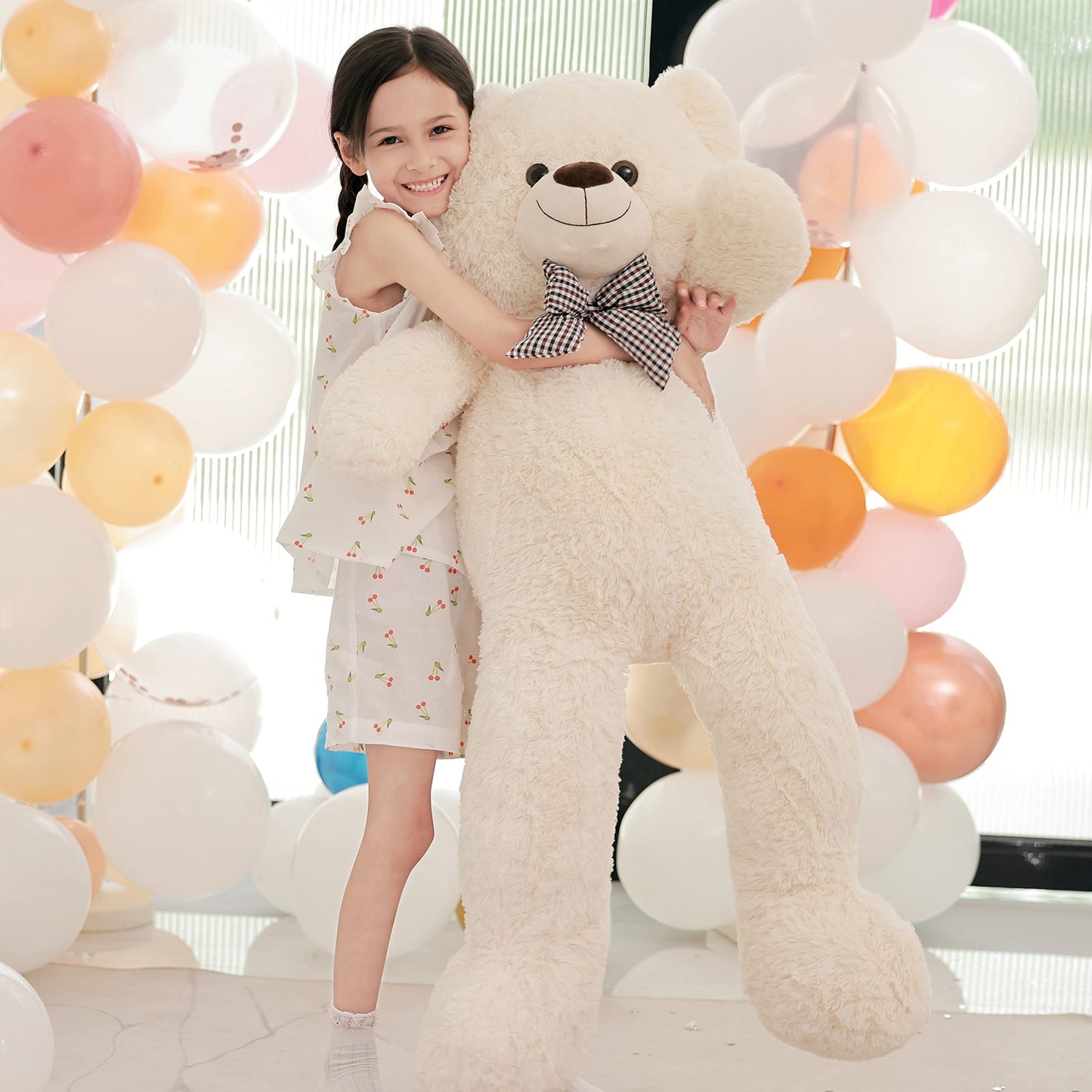 Poutmac Big Pink Teddy Bear 4Ft Giant Stuffed Animal Plush Toy for Girlfriend Women Kids for Valentines Christmas Birthday