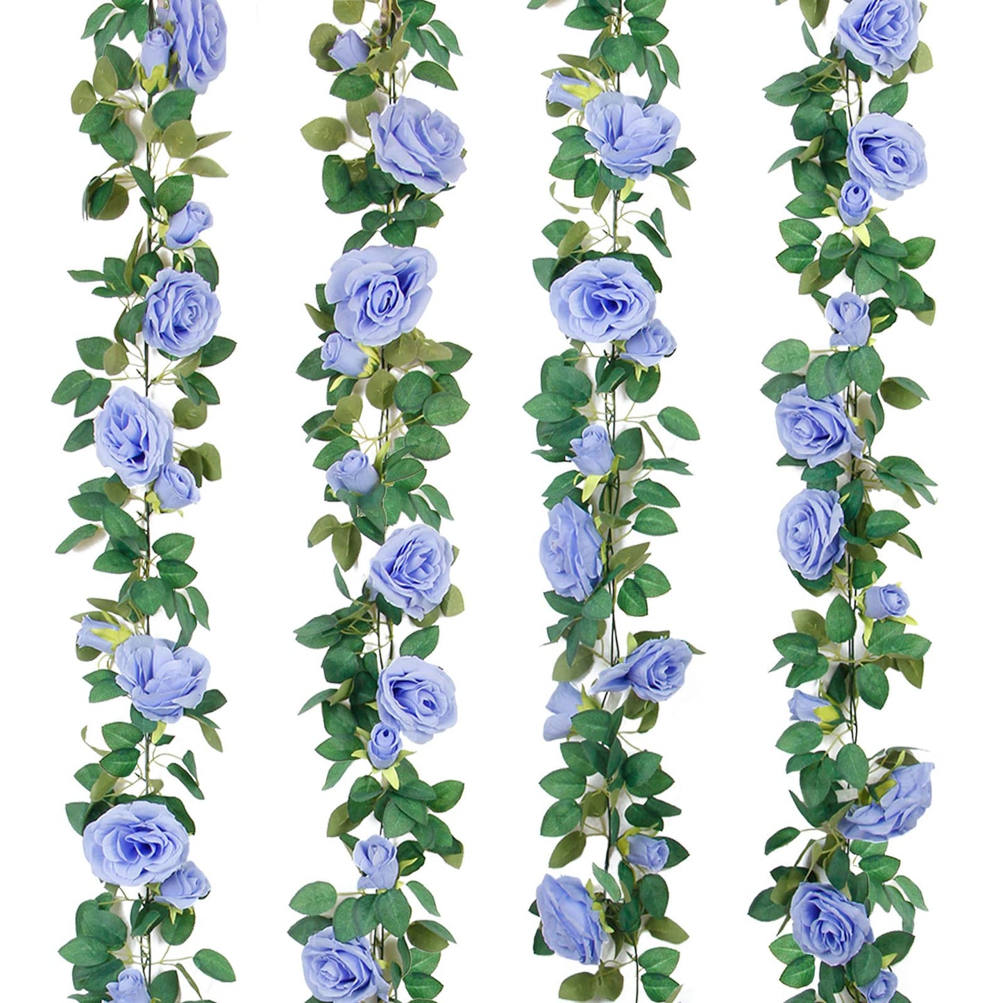 TELDRASSIL 4Pcs(26 FT) Artificial Rose Vine Fake Flower Garland Fake Silk Rose Hanging Vine for Wedding Party Background Arch Garden Background Decoration (Pink)