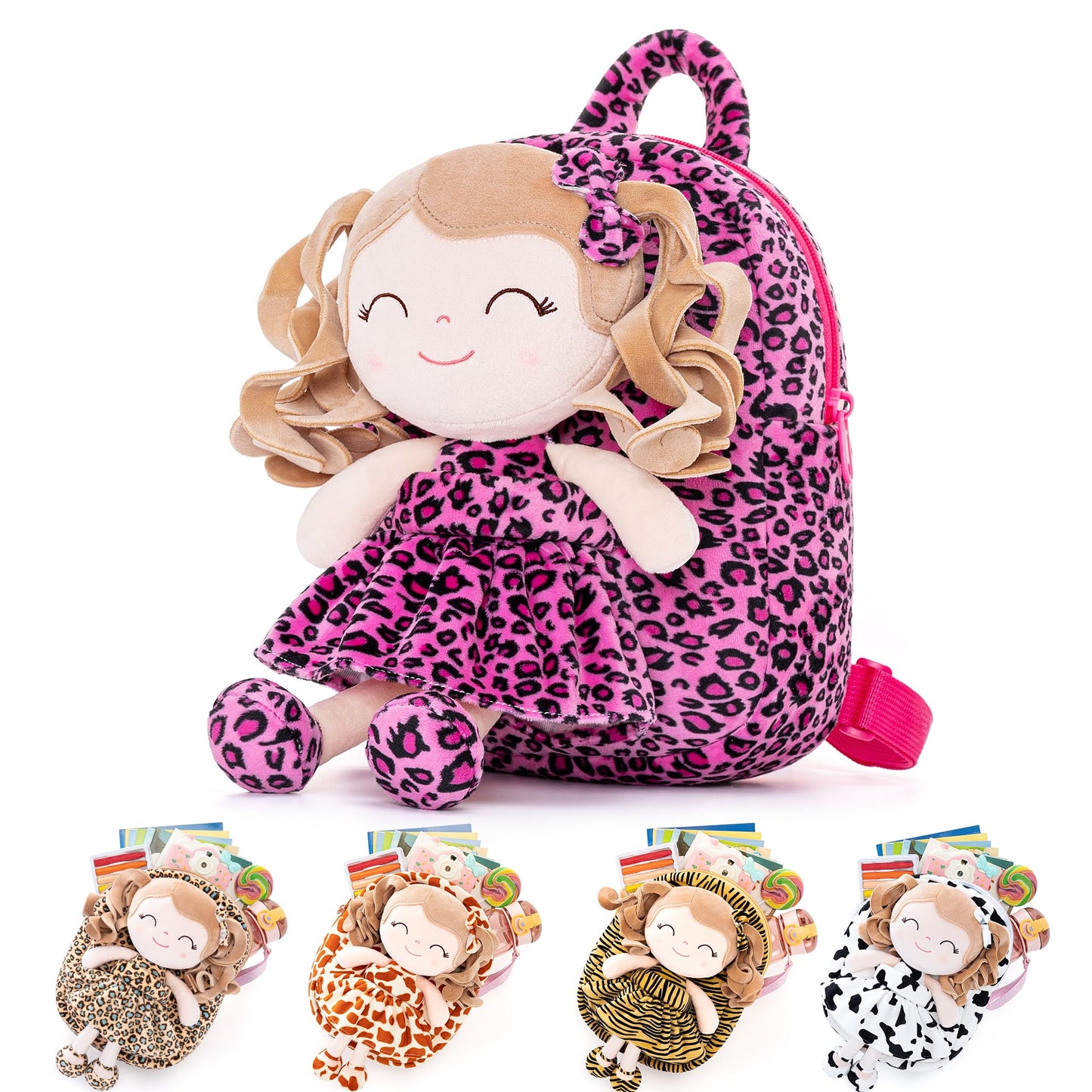 Gloveleya Toddler Backpack Baby Ballerina Girl Gifts Plush Curly Hair Ballet Backpack - Black Blonde 9 inches