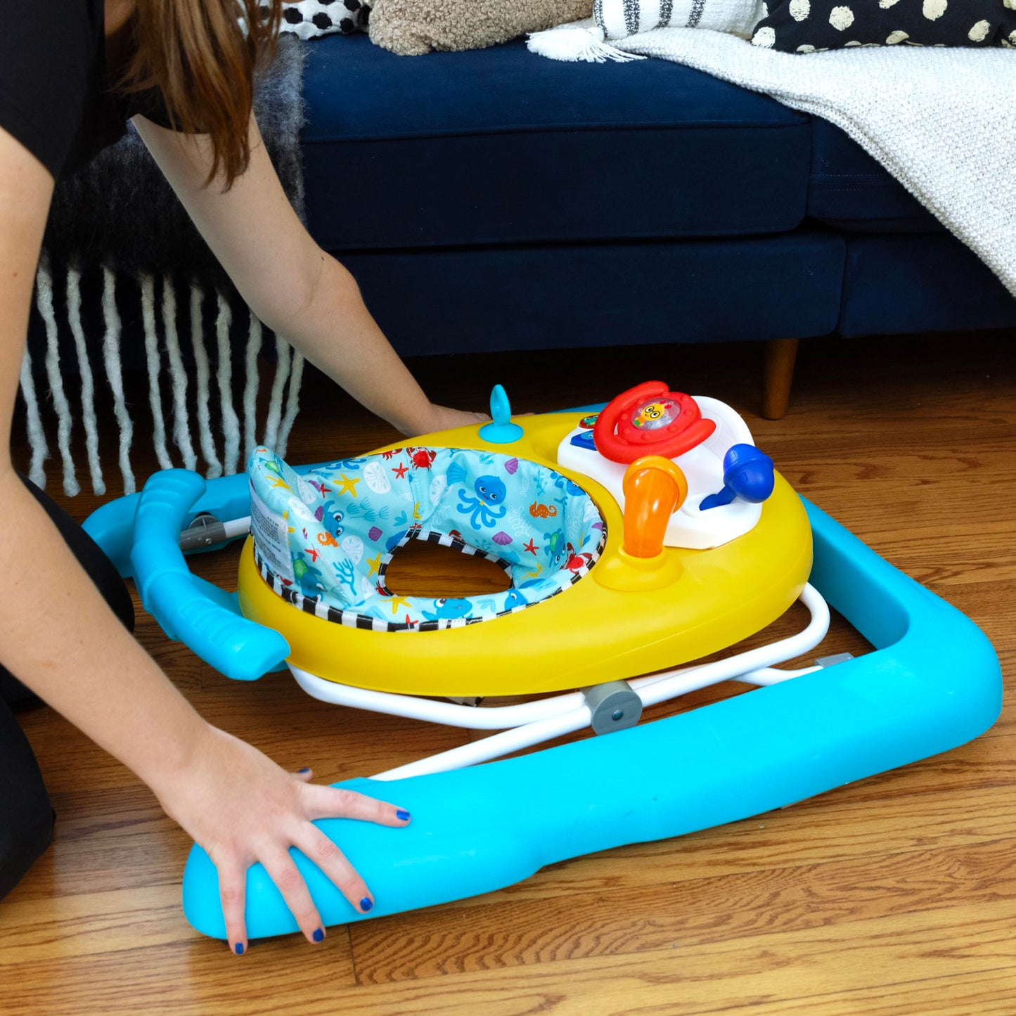 Baby Einstein Sky Explorers Baby Walker Activity Center and Sensory Play Learning-Toy with Lights, Songs and Sounds, Age 6 Months+, Blue