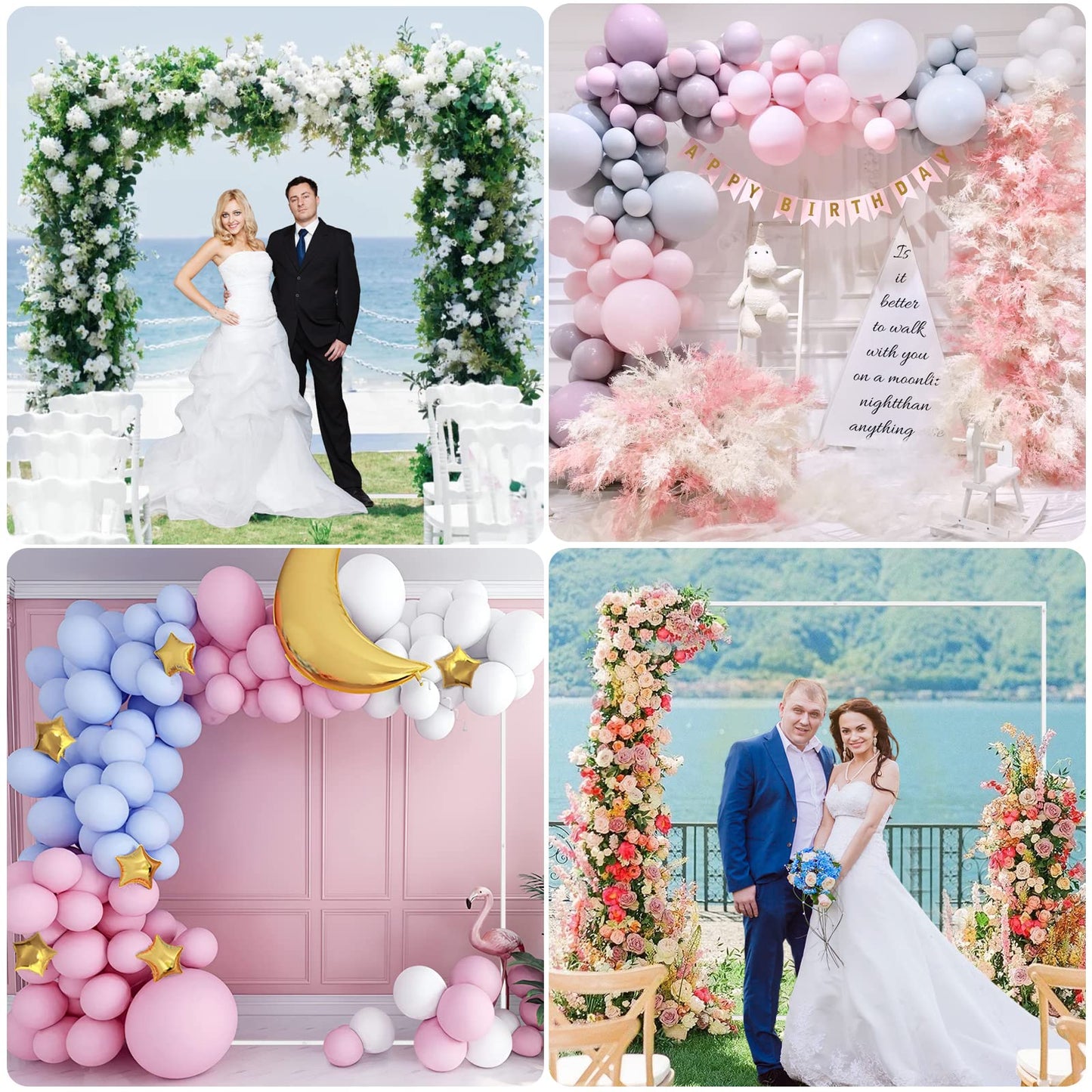 Wokceer Wedding Arch Backdrop Stand Square 6.6FTx6.6FT Gold Metal Balloon Arch Stand Garden Arbor Backdrop Frame for Wedding Birthday Party Baby Shower Photo Booth Background Decoration