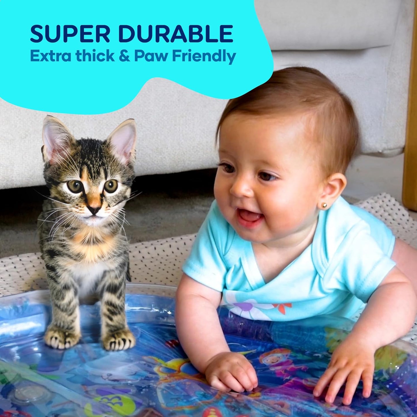 Premium Tummy Time Water Mat, Extra Large Multi-Stage Activity Center Promoting Baby Motor & Sensory Development, Inflatable Playmat Visual Stimulation Gift Infants Toddlers Boys Girls