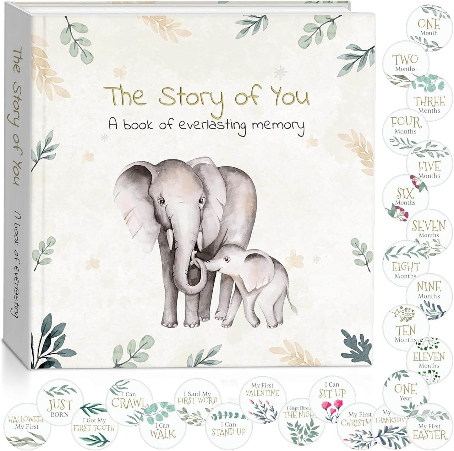 Baby Milestone Stickers, Baby Milestone, New Born Memory Book, Neutral Baby Animal Design, Baby Album And Memory Book.