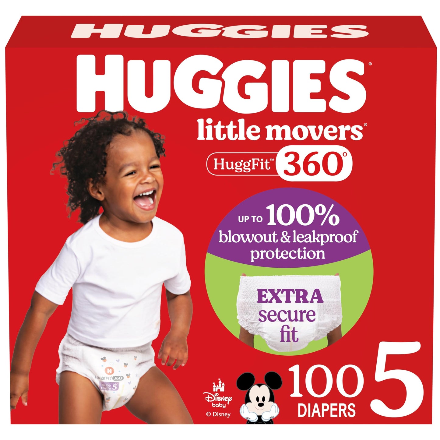Huggies Size 4 Baby Diapers, Little Movers HuggFit 360° Baby Diapers with 360° Waistband, Size 4 (22-37 lbs), 144 Count, Packaging May Vary